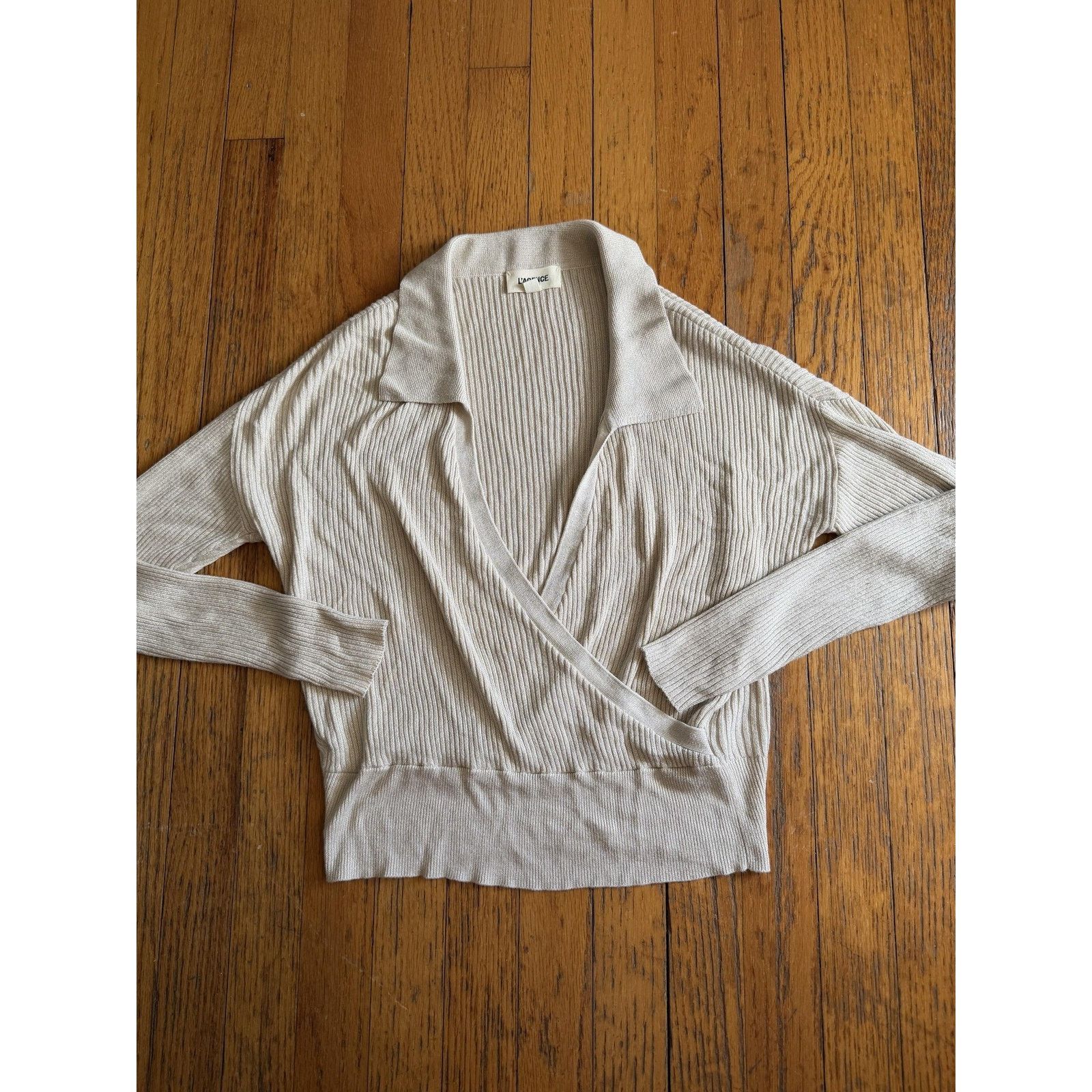 L'AGENCE L'AGENCE Sweater Womens XS/S Beige Wrap V Neck Metallic Size XS / US 0-2 / IT 36-38 - 1 Thumbnail