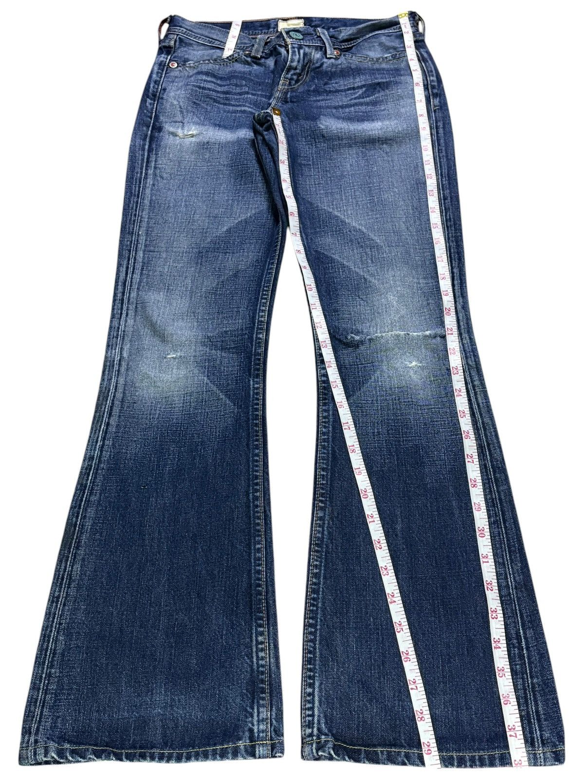 LVC × Levi's × Levi's Vintage Clothing Vintage Levis Reskoop Faded Wash Distressed Rip Flare Jeans Size 26" / US 2 / IT 38 - 13 Thumbnail