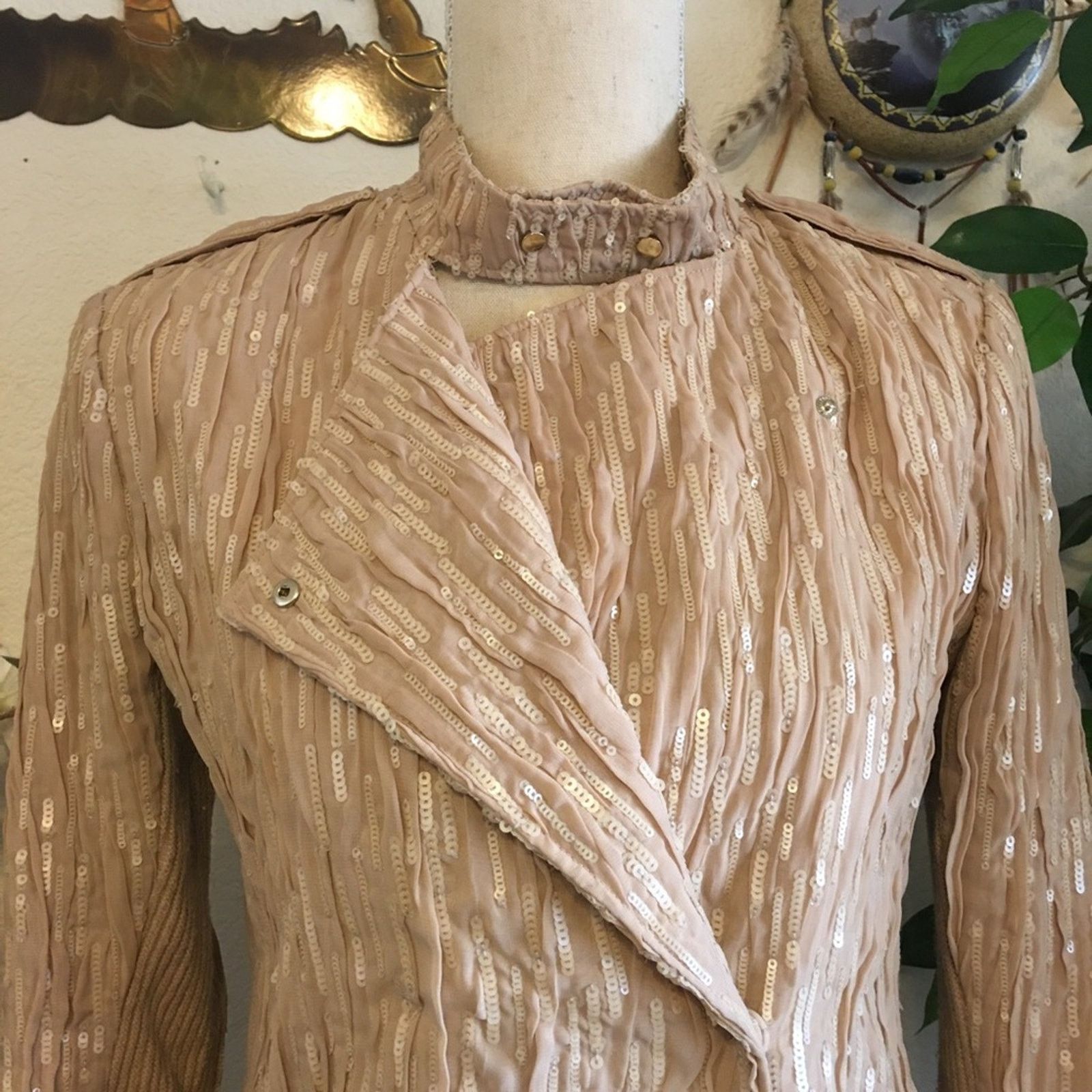 Ann Taylor Ann Taylor tan sequined army style jacket Size XS / US 0-2 / IT 36-38 - 9 Thumbnail