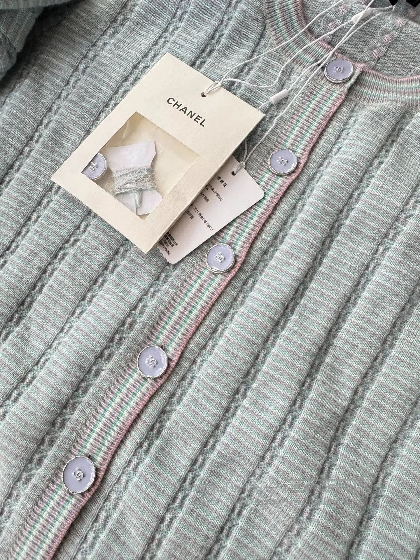 Chanel Chanel Blue Fuzzy Sleeve Knit Cardigan. Size US S / EU 44-46 / 1 - 4 Thumbnail