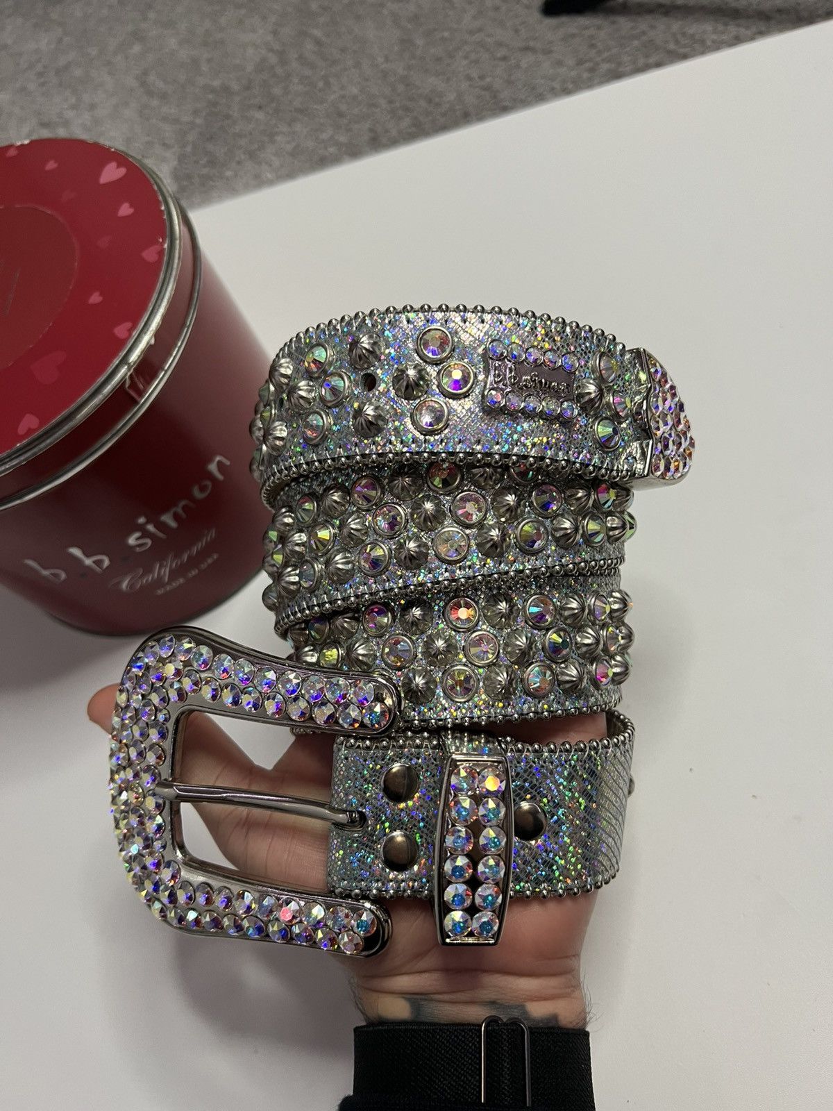 B.B. Simon B.B. Simon Rhinestone Crystal Belt Silver Size 34 - 2 Thumbnail