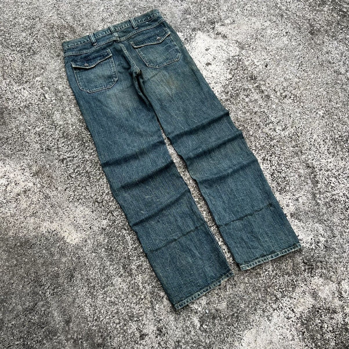 Japanese Brand “RARE” VINTAGE FADED BLUE JEANS WITH RARE ANGLED POCKETS Size US 33 - 14 Thumbnail