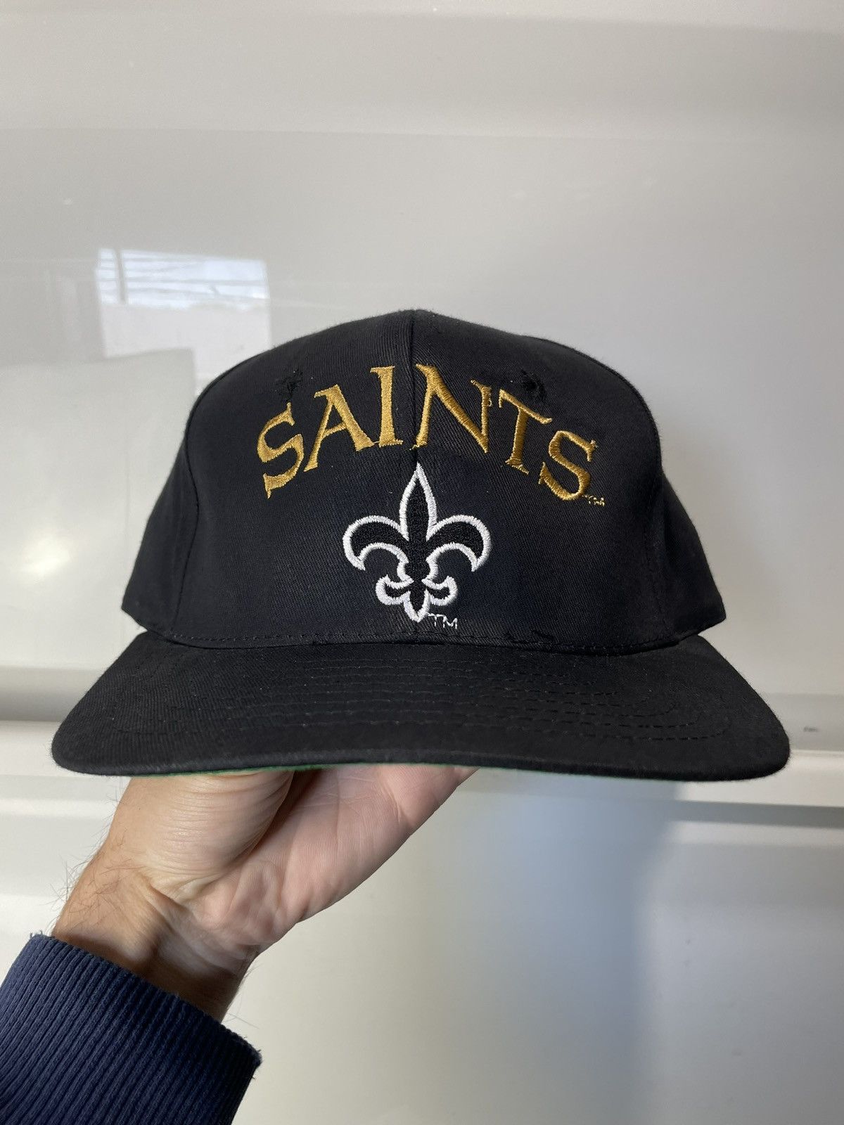NFL Vintage Saints Hat Script Snapback Black NFL Team 90s Size ONE SIZE - 2 Thumbnail