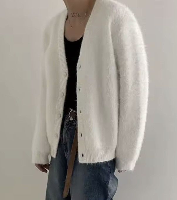 Japanese Brand Hirasawa x natsu White Knit Cardigan Sweater Size US XXL / EU 58 / 5 - 1 Thumbnail