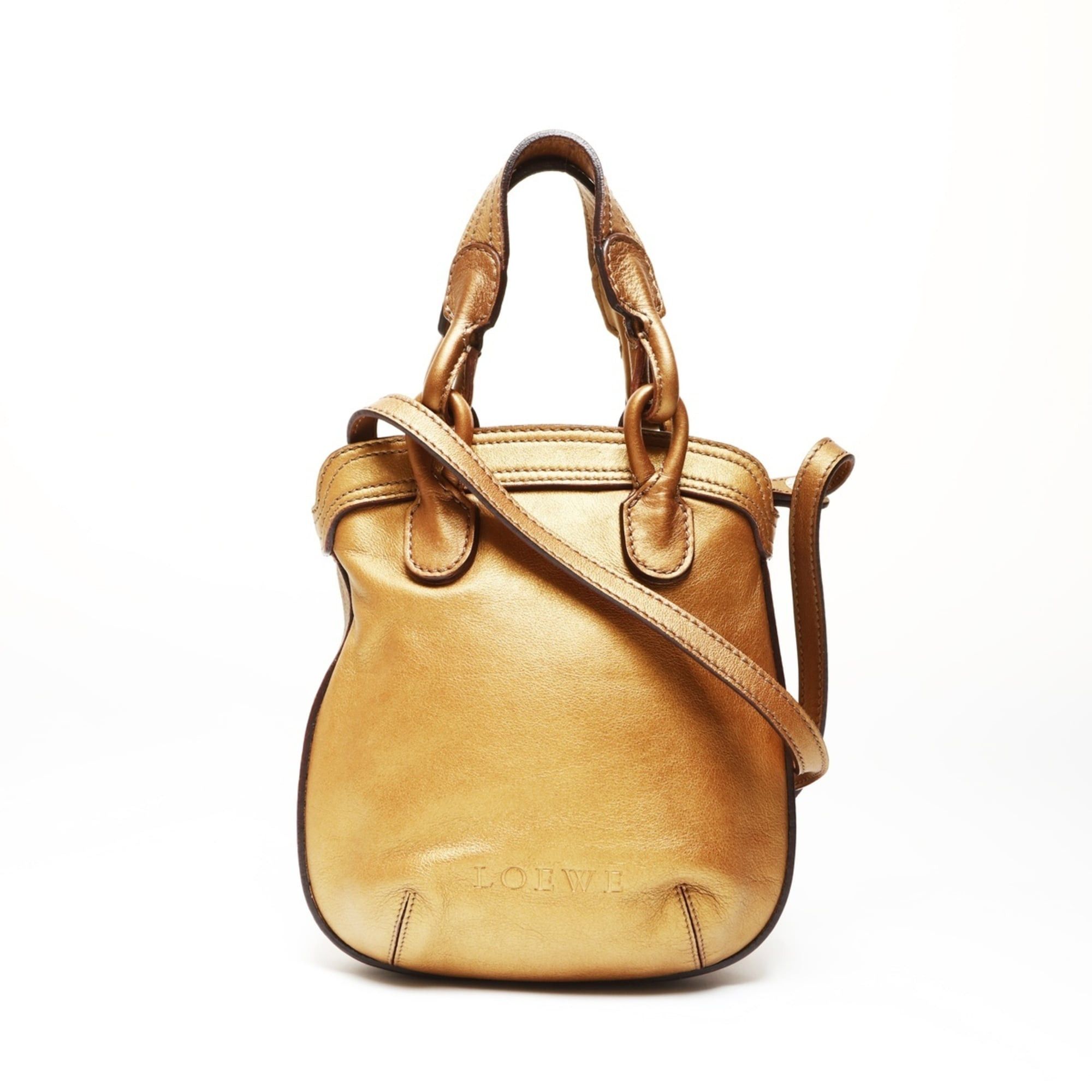 Loewe Loewe logo leather 2-way tote bag, gold Size ONE SIZE - 1 Thumbnail