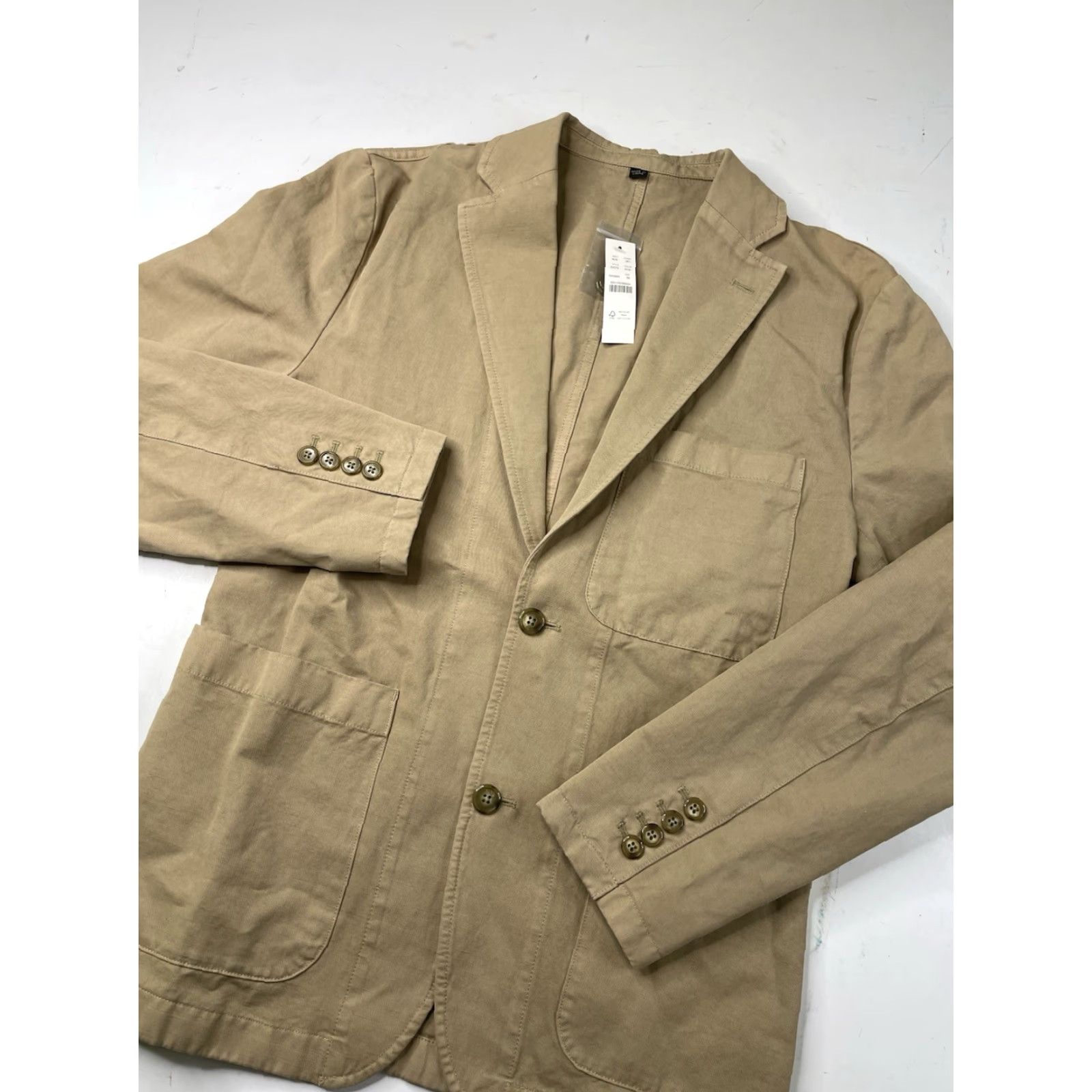 J.Crew J.CREW Suit Jacket Single-Breasted 2-Button Notch Lapel Cotton Linen Beige 36 Regular Mens NWT Size 36R - 2 Thumbnail