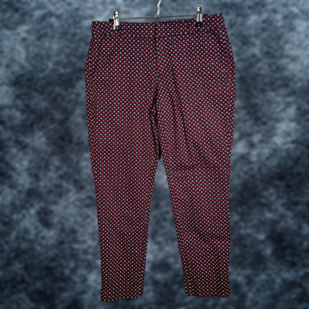 Tommy Hilfiger Tommy Hilfiger Pants Slim Fit Mid-Rise Blue Red Cotton Blend Size 6 Womens Size 28" / US 6 / IT 42 - 1 Thumbnail