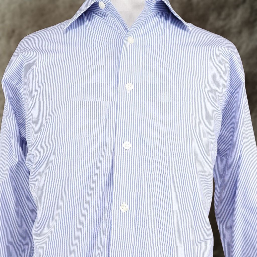 Michael Kors Michael Kors Dress Shirt Mens XL 17.5 34/35 Blue Stripe Cotton Regular Fit Size 46R - 1 Thumbnail