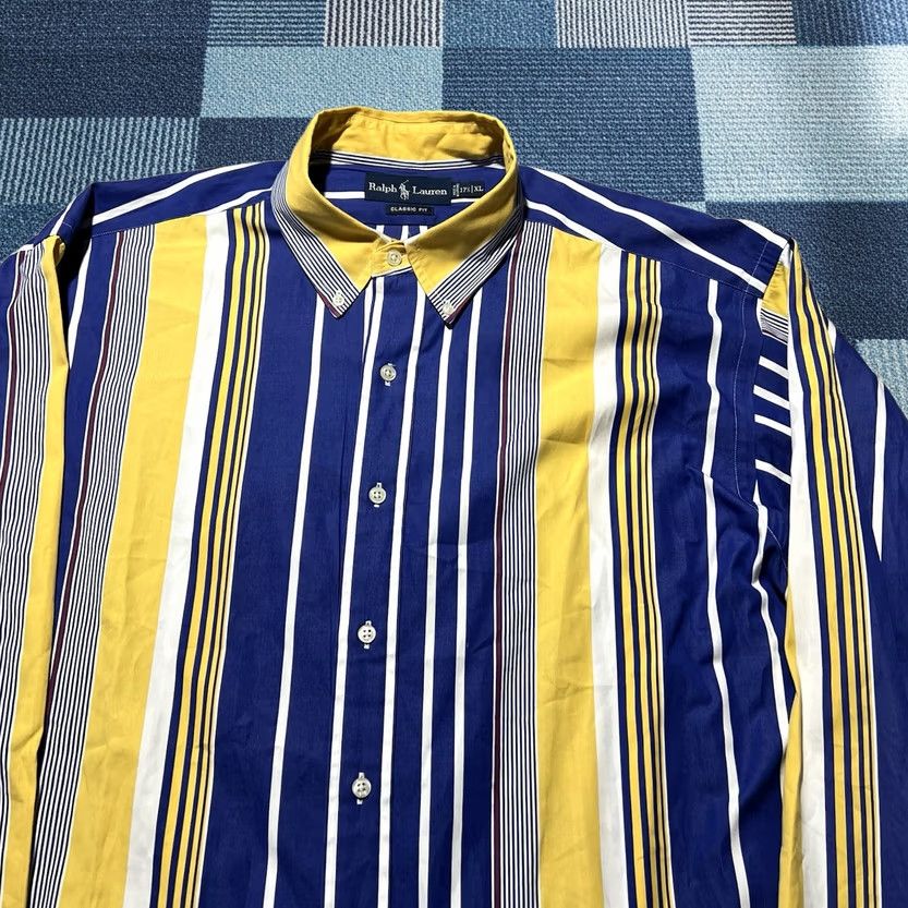 polo ralph lauren dress shirt size chart Polo Ralph Lauren Philip Dress Shirt Size 16.5 34/35 White w/ Blue&Black  Stripes