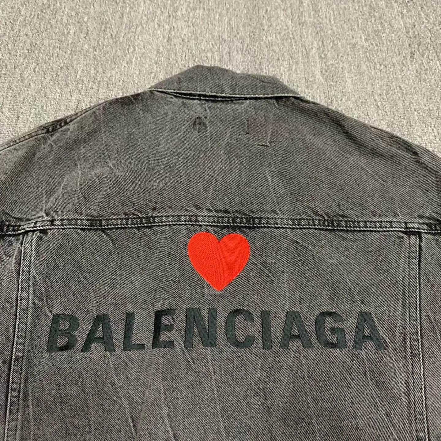 Balenciaga Balenciaga Washed Black Embroidered Denim Jacket Size S / US 4 / IT 40 - 7 Thumbnail