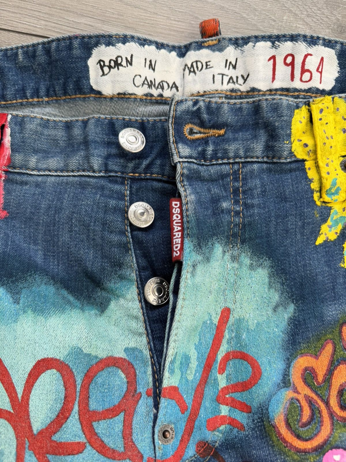 Dsquared2 Dsquared2 Skinny Dan Graffiti Wash Cropped Jeans Size US 34 / EU 50 - 8 Thumbnail