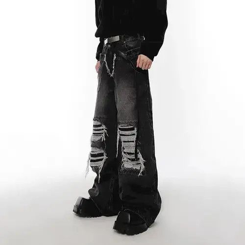 Jean × Vintage Japanese Opium Ripped pants design high street holes washed Size US 32 / EU 48 - 4 Thumbnail