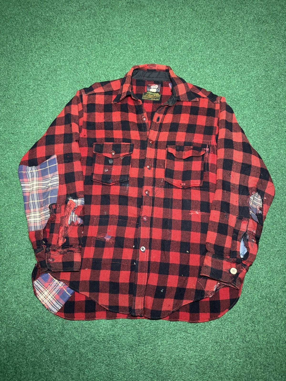 Woolrich Woolen Mills Vintage 40s Woolrich Cat Eye XL Patchwork Distressed Flannel Size US XL / EU 56 / 4 - 1 Thumbnail