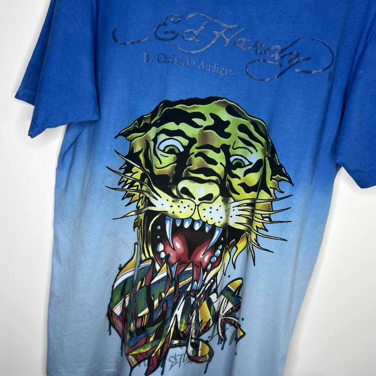 Ed Hardy × JNCO × Vintage Y2K Ed Hardy Christian Audigier Tiger Rhinestone Tee Size US L / EU 52-54 / 3 - 6 Thumbnail