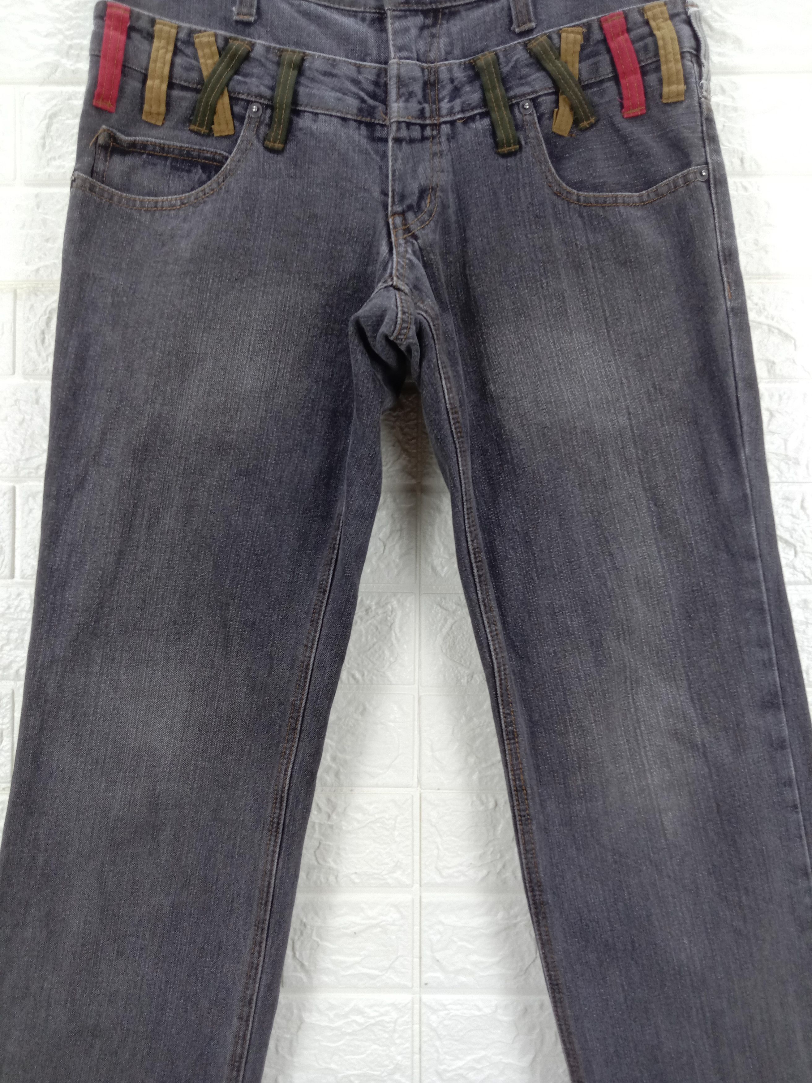 Japanese Brand Vintage Japanese Brand Double Waist Faded Black Jeans Size US 33 - 3 Thumbnail