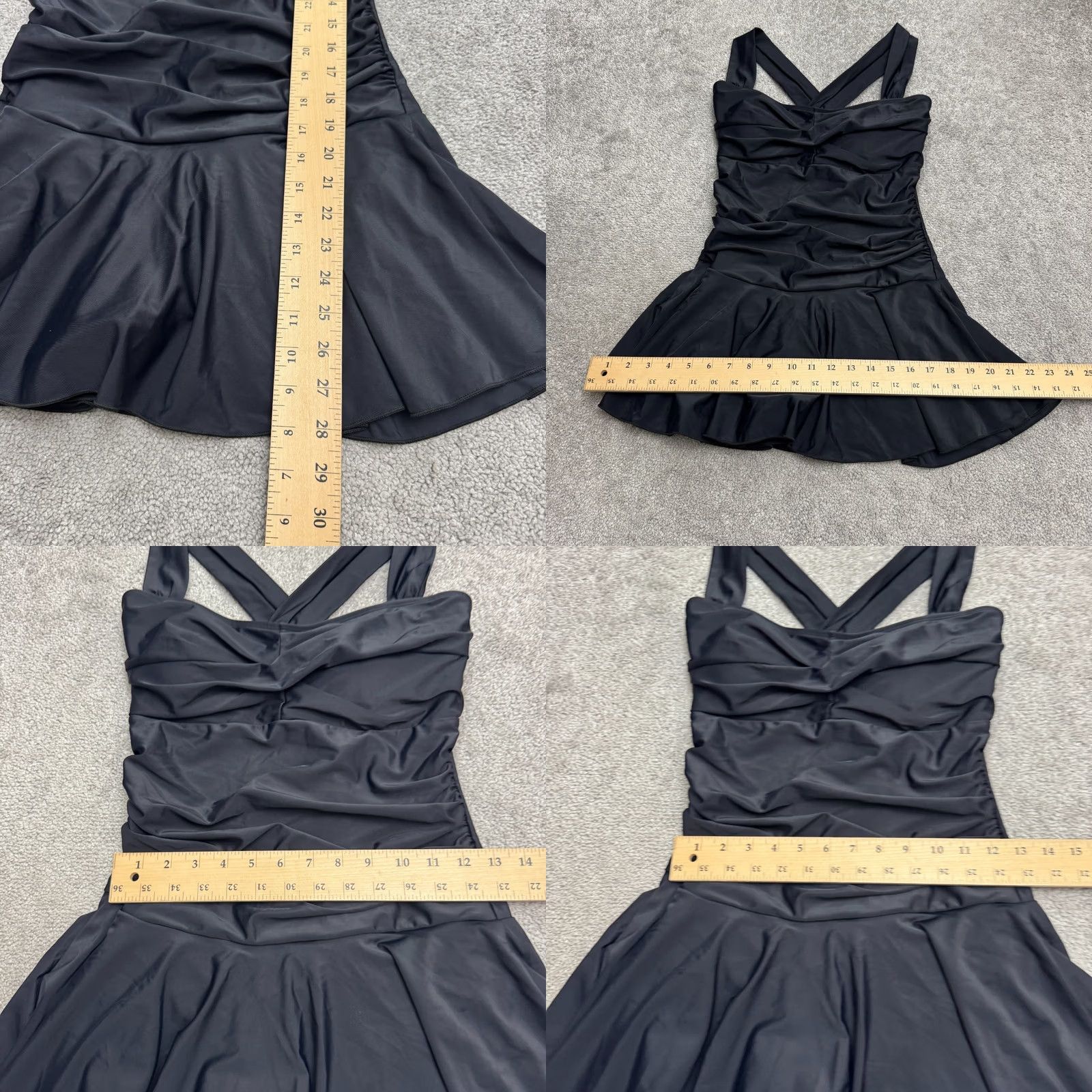 Vintage Summer Mae Swimdress Womens Large Navy Blue Ruched Cross Back 1 Piece NWT Beach Lightweight Stretch Size L / US 10 / IT 46 - 8 Thumbnail
