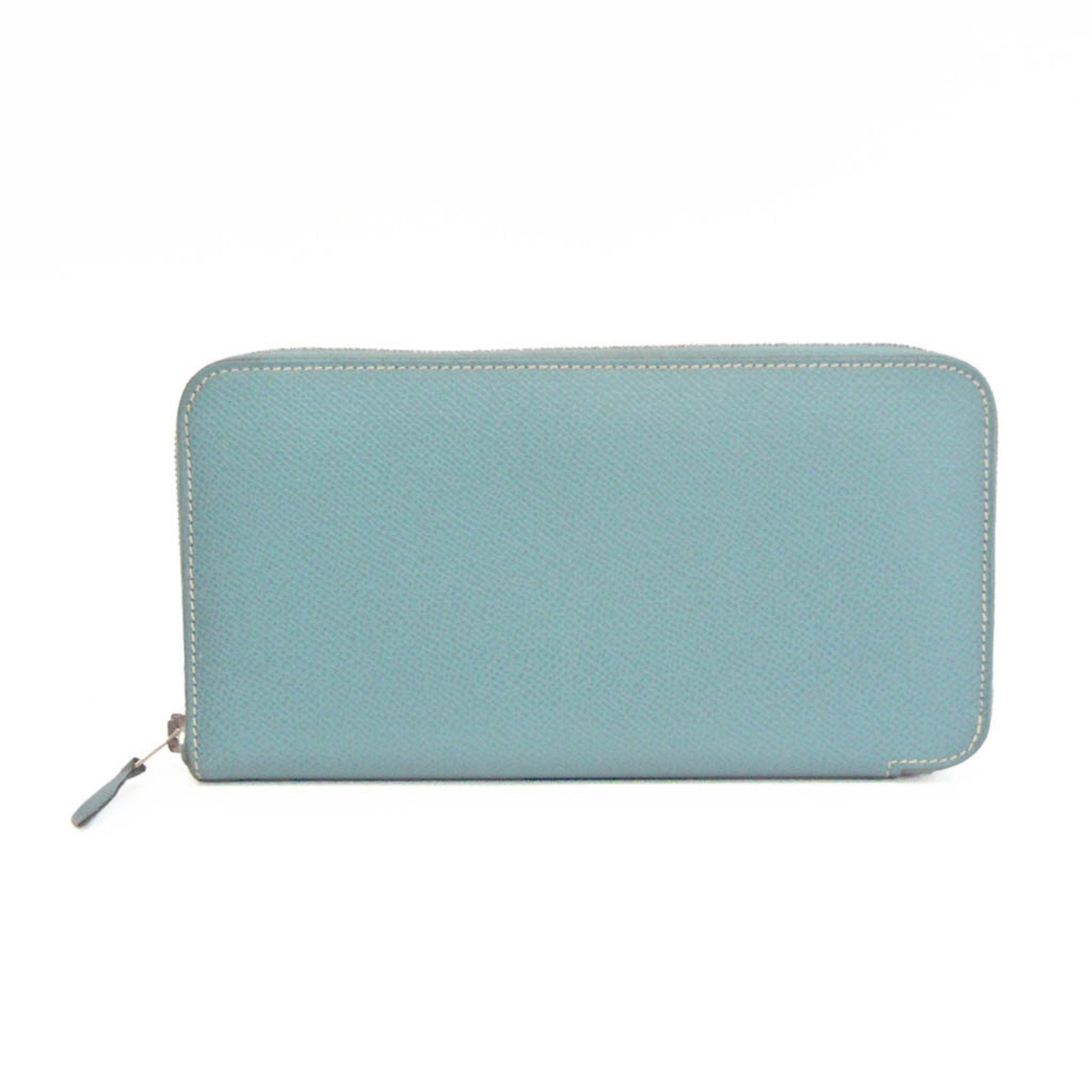 image of Hermes Azap Long Women's Epsom Leather Long Wallet [Bi-Fold] Blue in Black