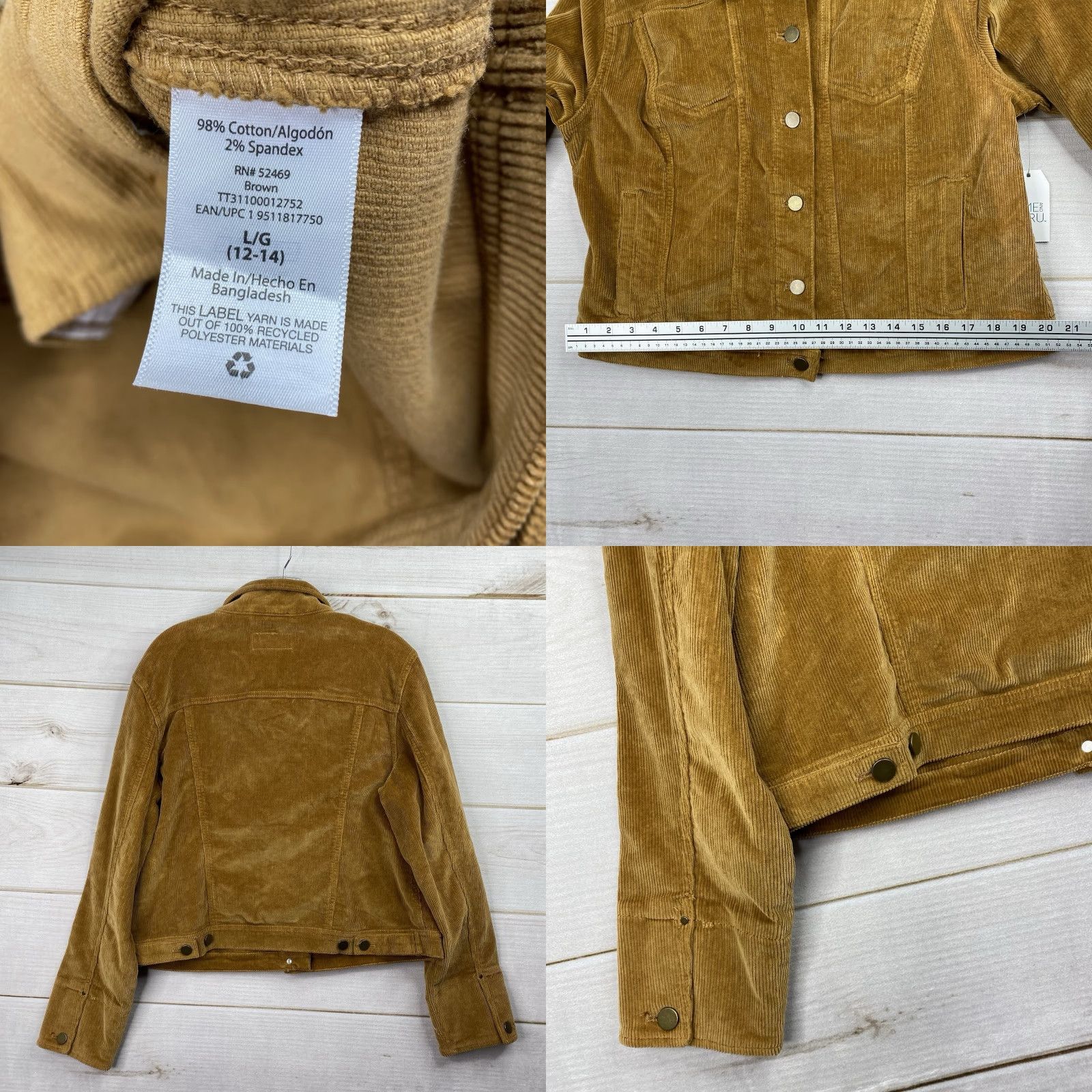 Vintage Time And Tru Women’s Jacket L Brown Corduroy Button Up Trucker NWT Vintage Style Size L / US 10 / IT 46 - 8 Thumbnail
