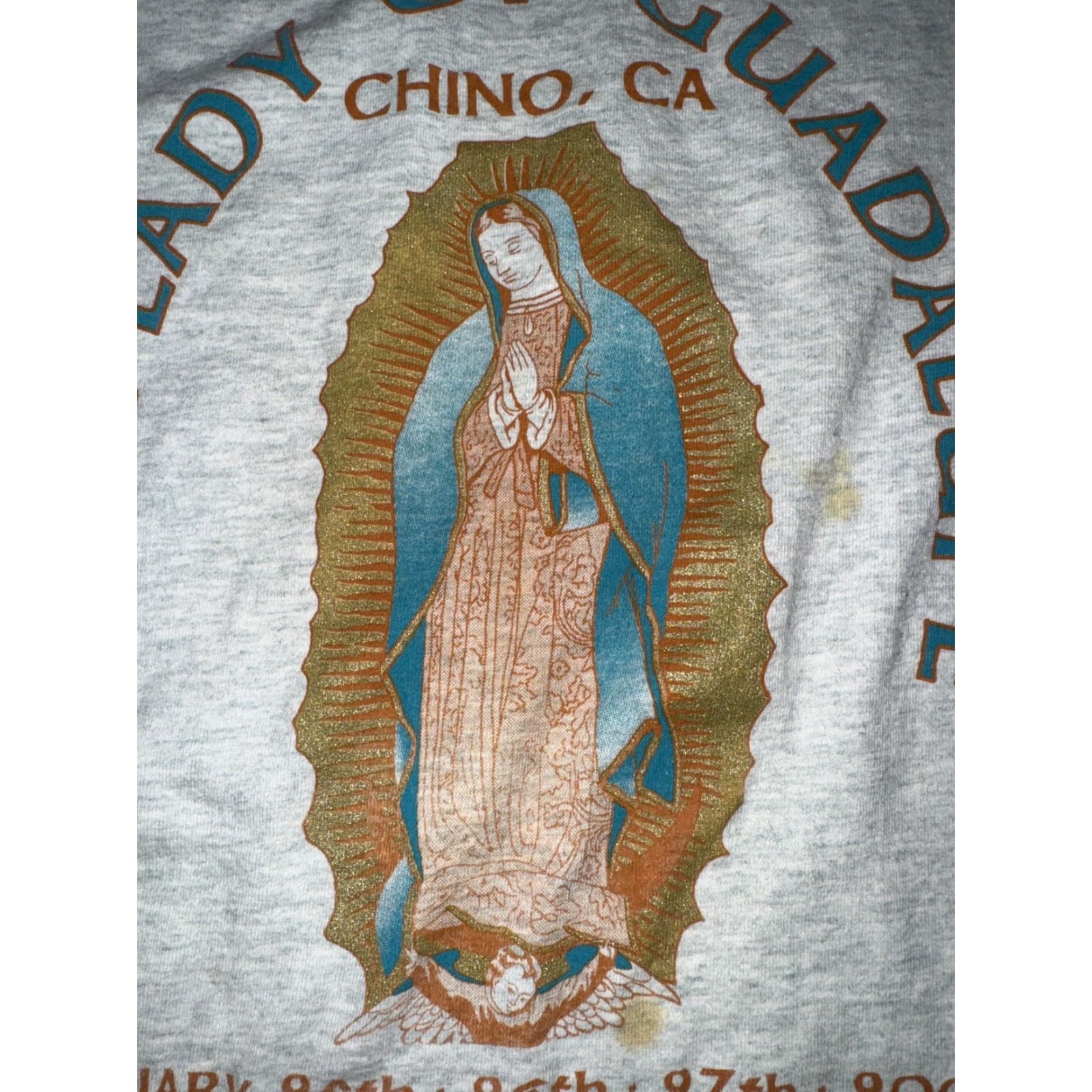 Fruit Of The Loom VINTAGE Virgin De Guadeloupe T-Shirt Gray XL Men 23x29 Fruit of the Loom Y2K Size US XL / EU 56 / 4 - 3 Thumbnail