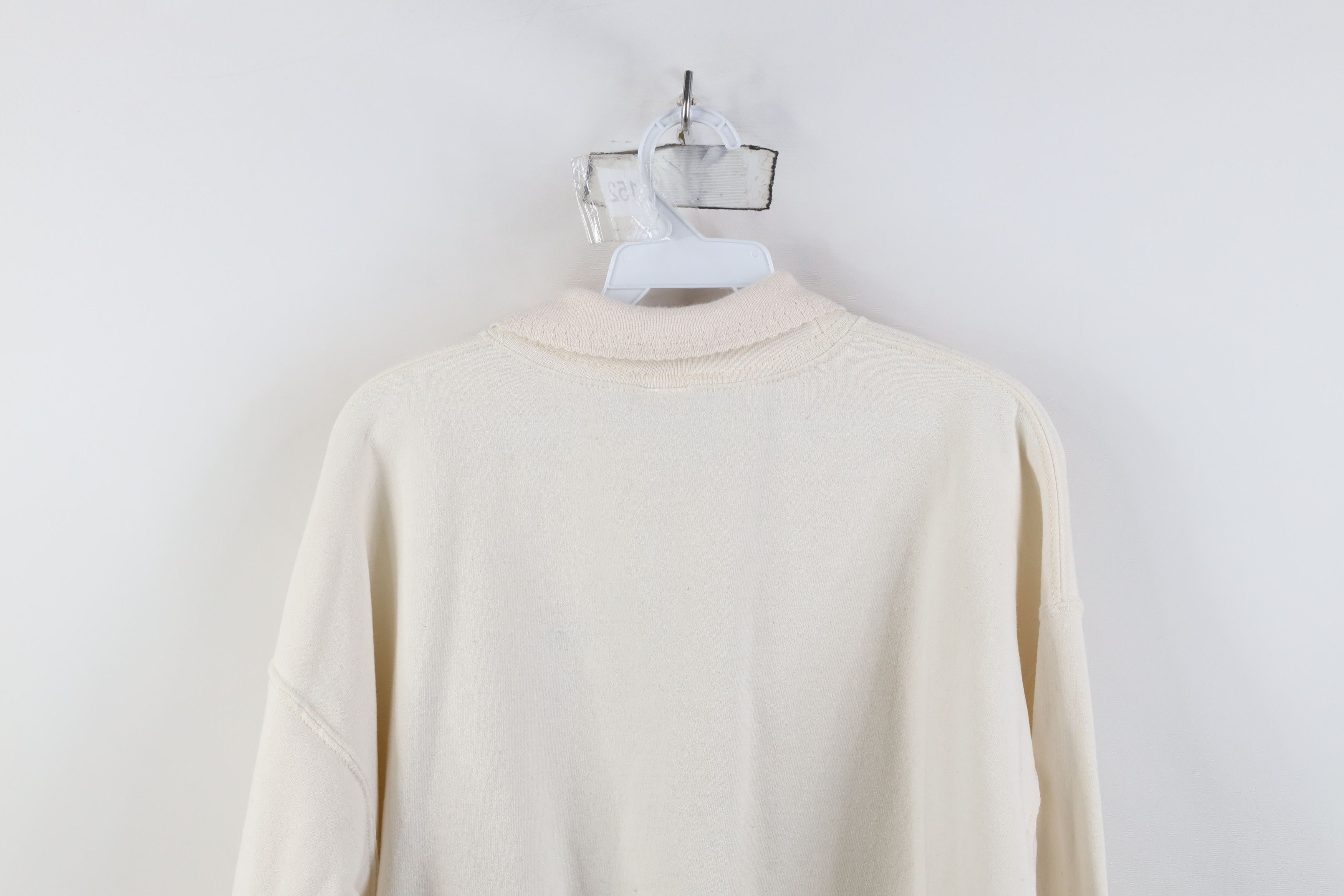 Vintage Vintage 90s Streetwear Cat Kitten Collared Sweatshirt Cream Size L / US 10 / IT 46 - 14 Thumbnail