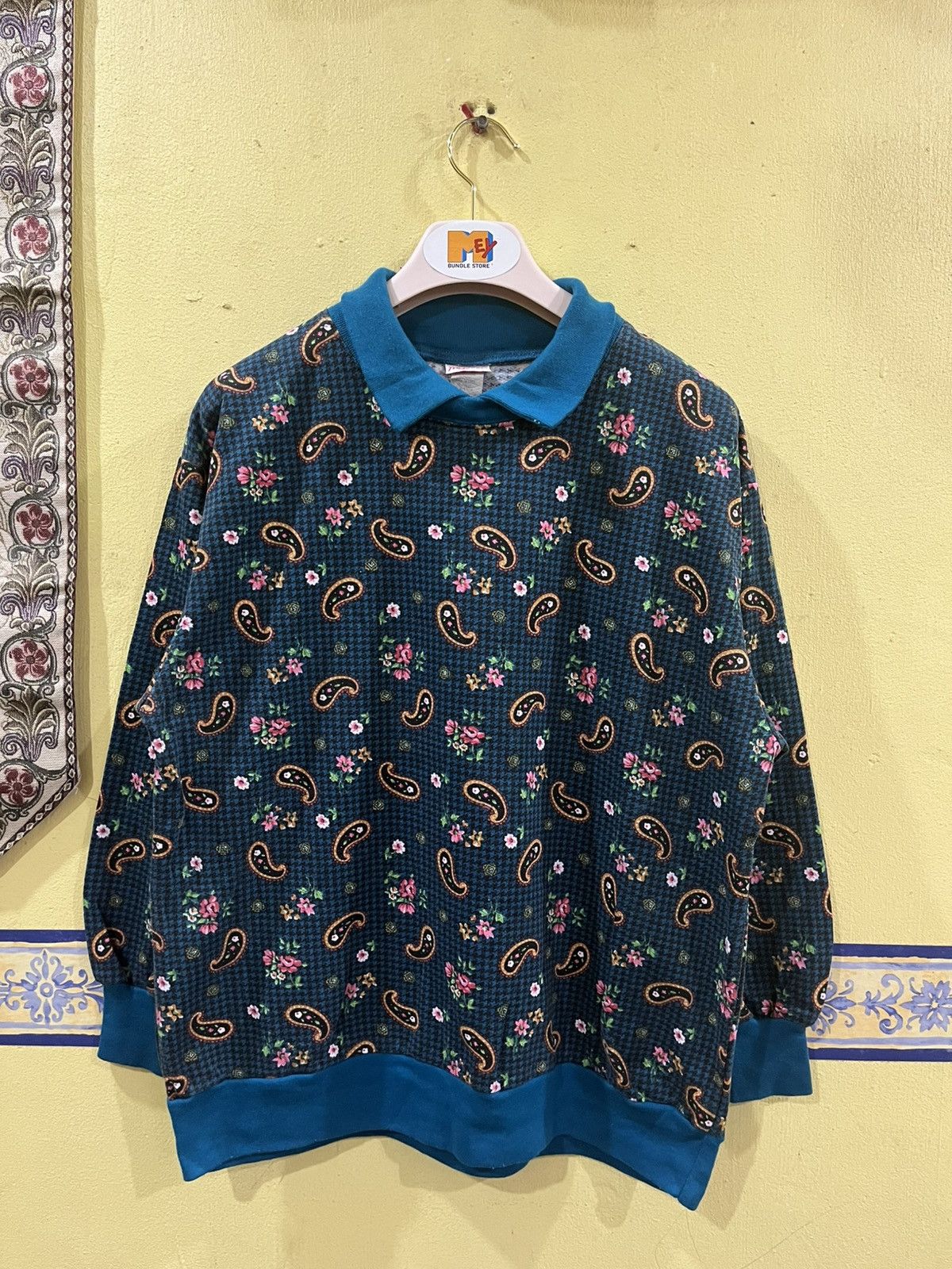 vintage haband paisley and floral print sweatshirt