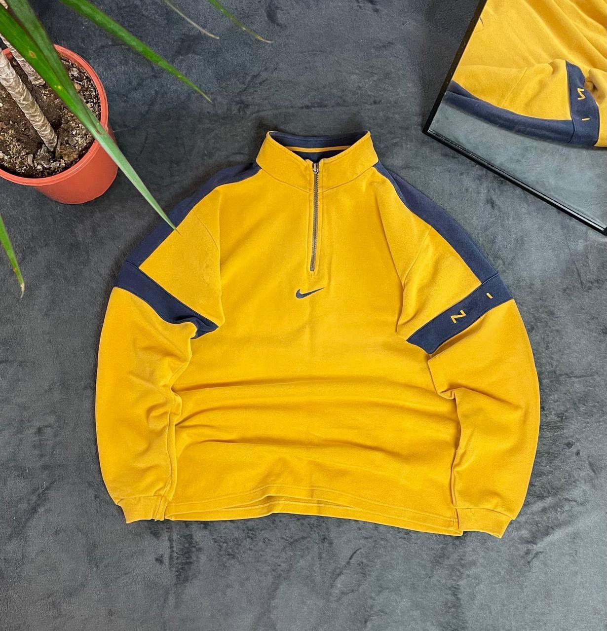 90s Nike Vintage Oversize Sweatshirt Big Logo Mini Zip