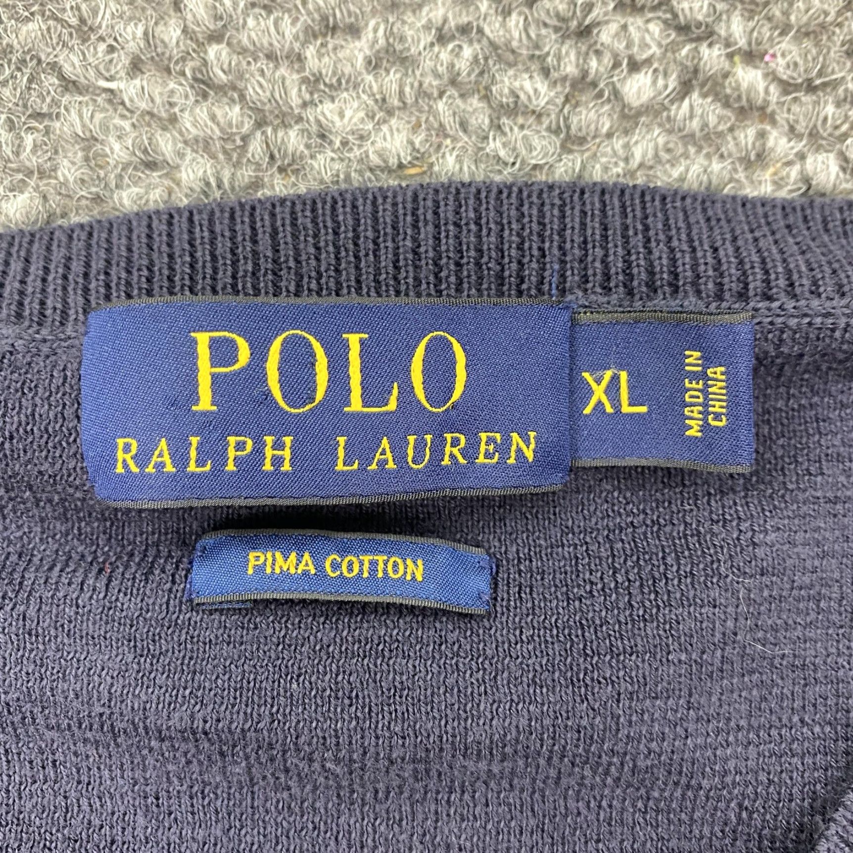 Polo Ralph Lauren POLO RALPH LAUREN Sweater Mens XL Navy V-Neck Pima Cotton Pullover Red Pony Size US XL / EU 56 / 4 - 4 Thumbnail