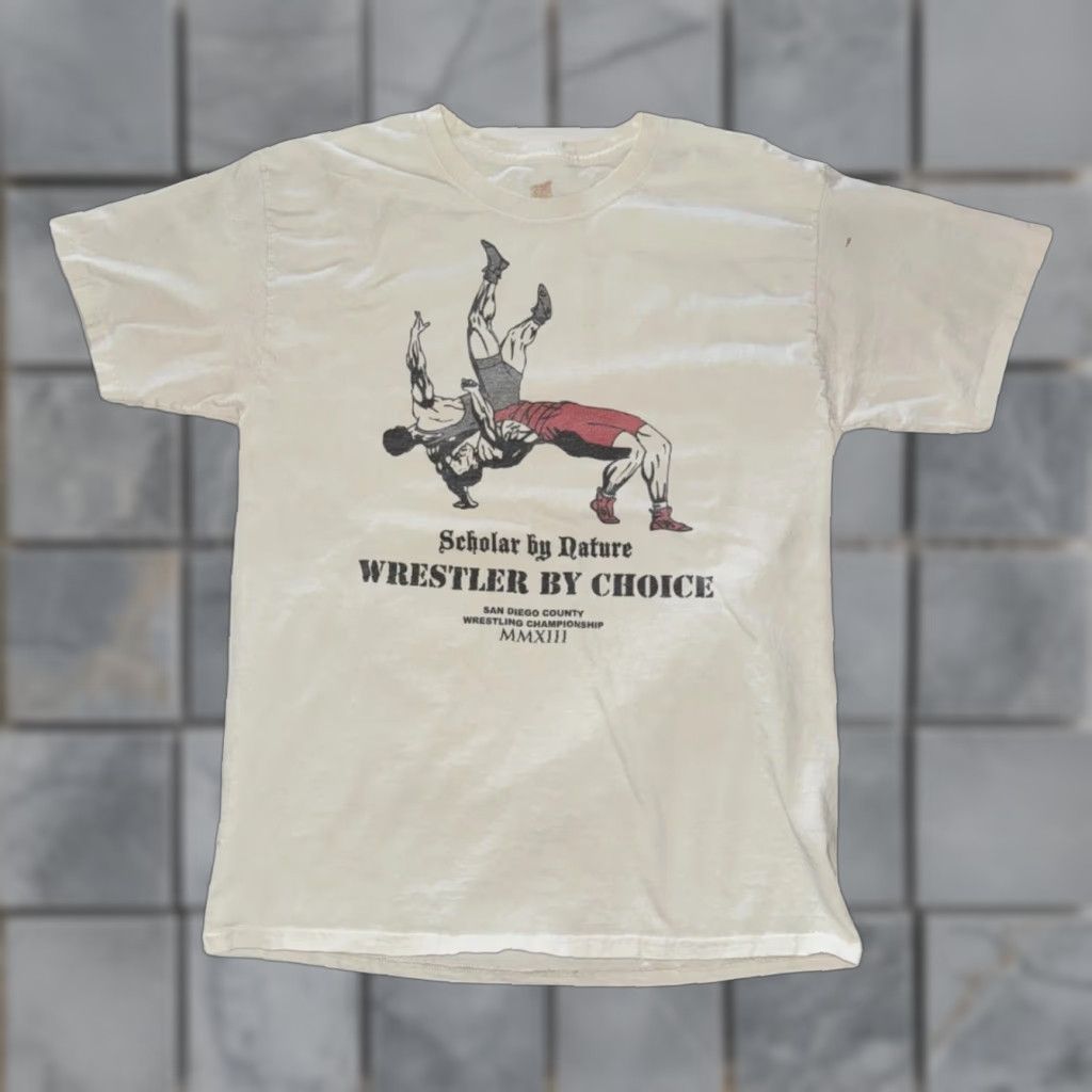 Vintage VINTAGE San Diego County Wrestling T-Shirt White M Medium Mens 2013 18x26 Greco-Roman Wrestling Tee Size US M / EU 48-50 / 2 - 1 Thumbnail