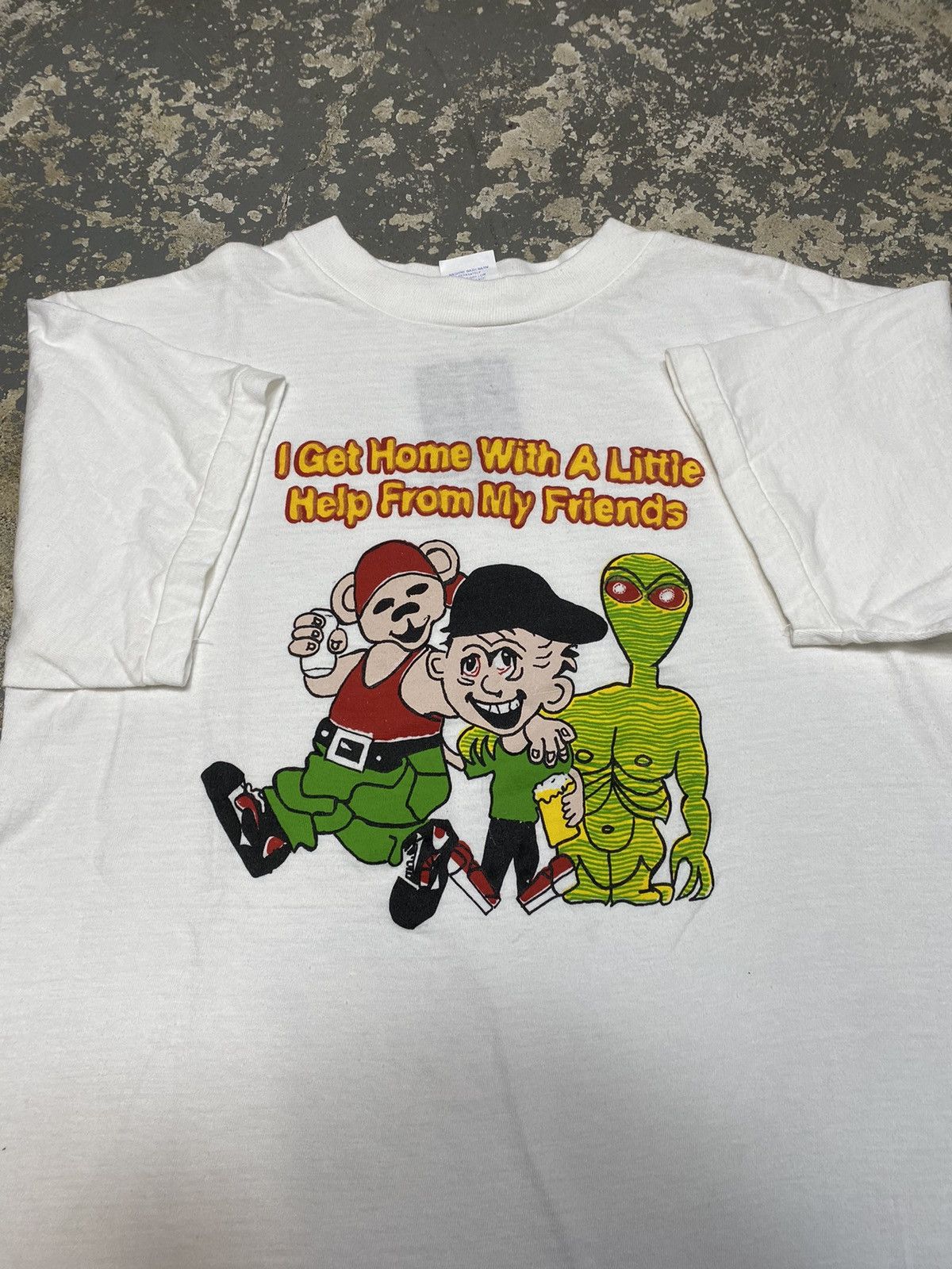 Japanese Brand × Vintage Vintage Get Home With Help From My Friends Beer Drunk Tshirt Size US L / EU 52-54 / 3 - 3 Thumbnail