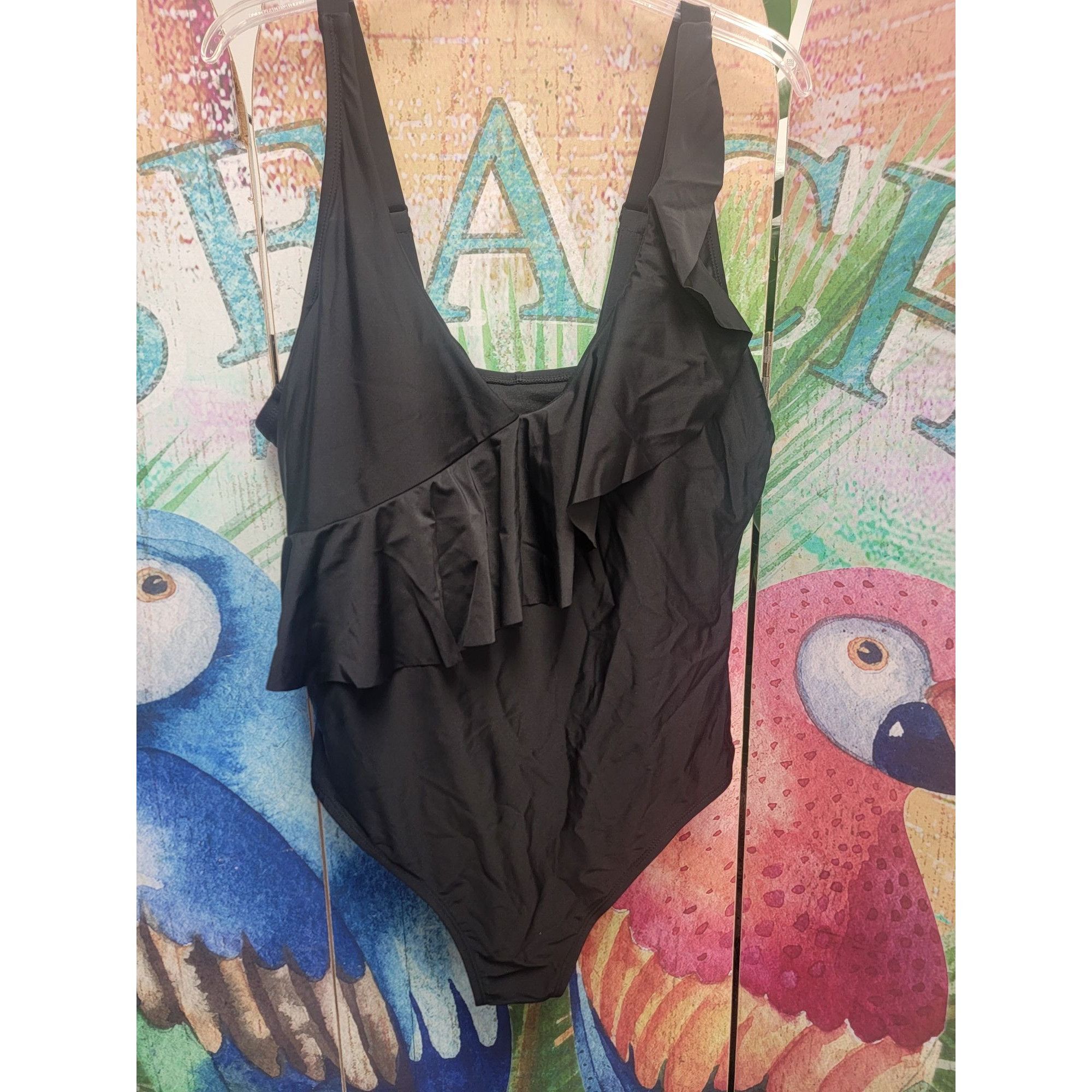 Other Women's Black Ruffle One-Piece Swimsuit With Adjustable Stra Size 3XL / US 20-22 - 4 Thumbnail