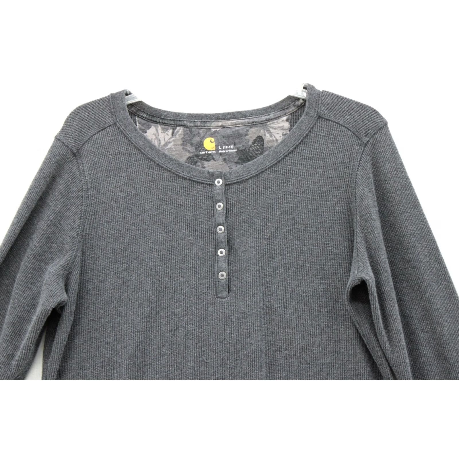 Carhartt Carhartt Henley Shirt Womens Large Gray Snaps Long Sleeve Ribbed Outdoors Size L / US 10 / IT 46 - 2 Thumbnail
