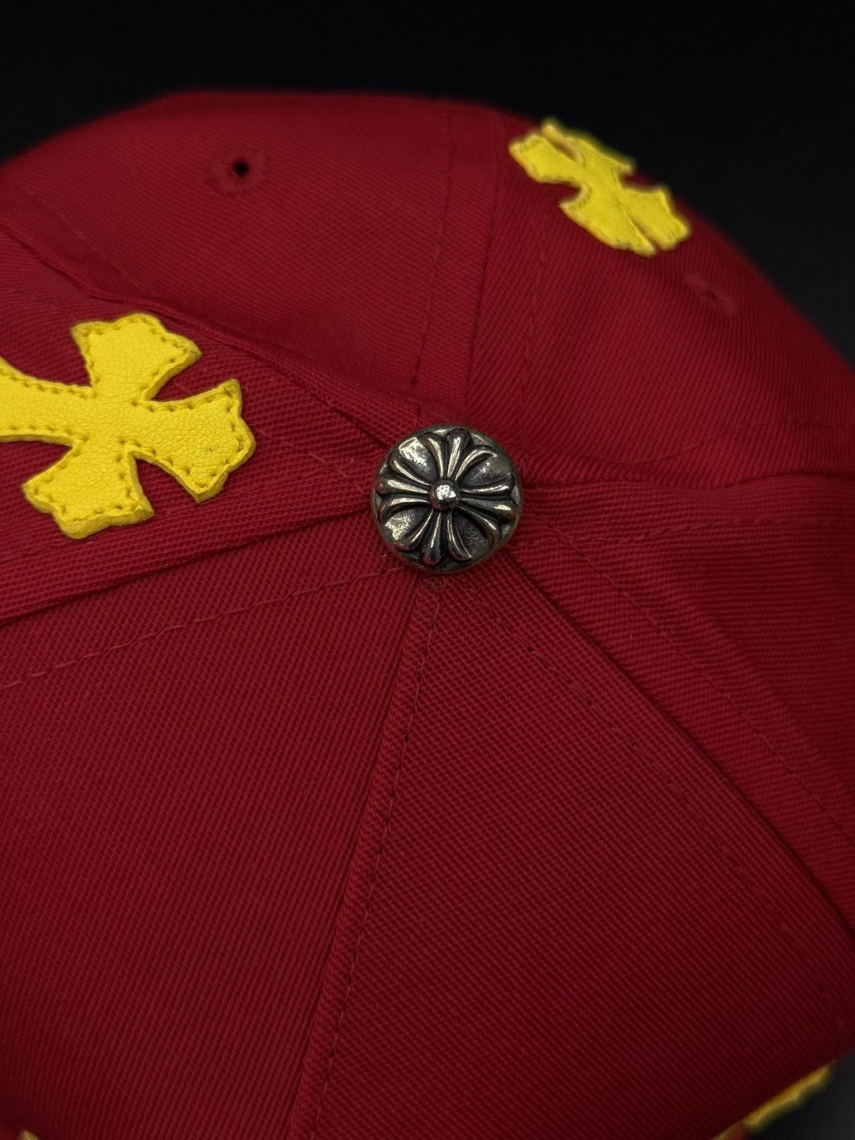 Chrome Hearts Chrome Hearts Red/Yellow Leather Cross Logo SnapBack New Size ONE SIZE - 8 Thumbnail