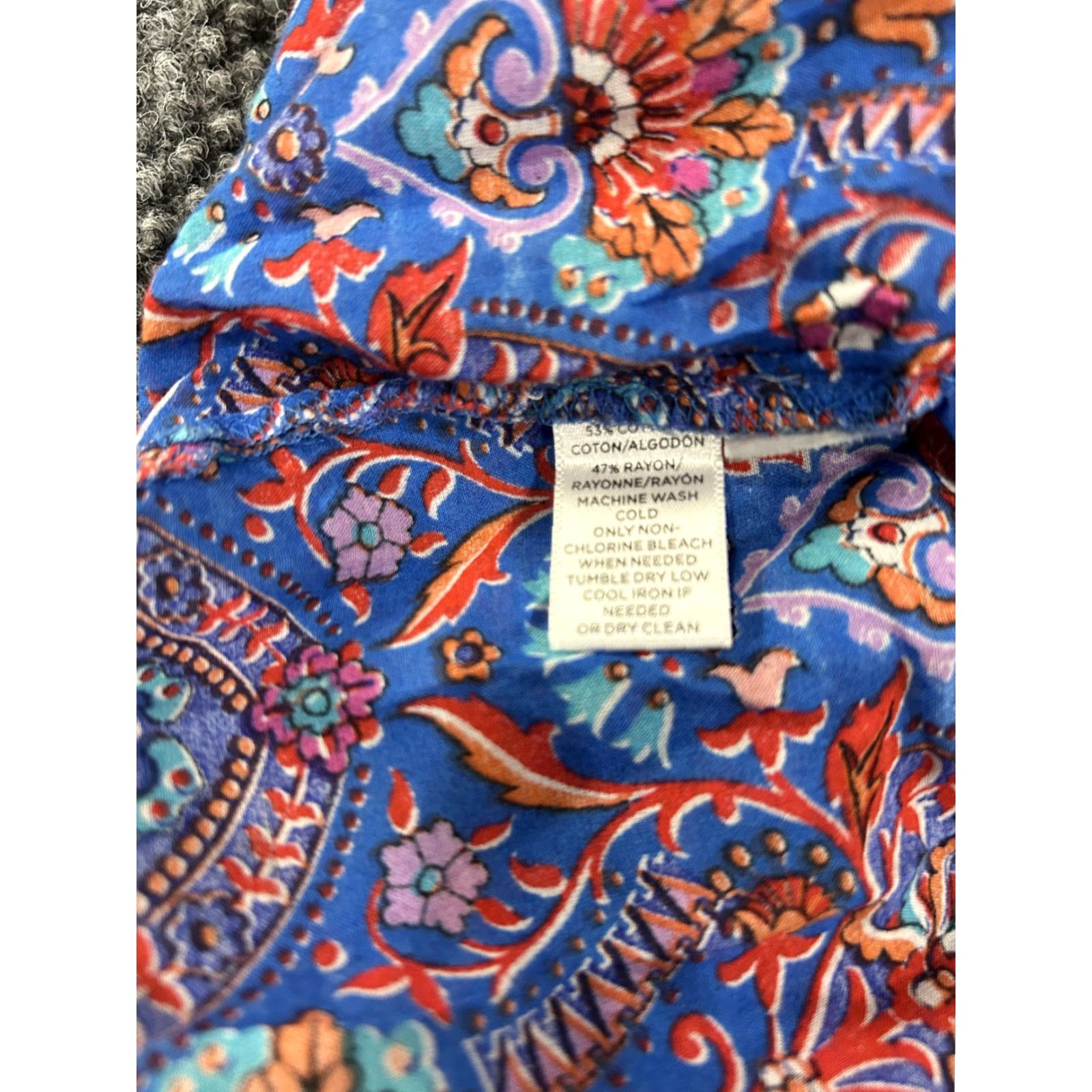 Loft LOFT The Softened Shirt Blouse Womens Medium Blue Paisley Boho Tunic Shirt Size M / US 6-8 / IT 42-44 - 7 Thumbnail