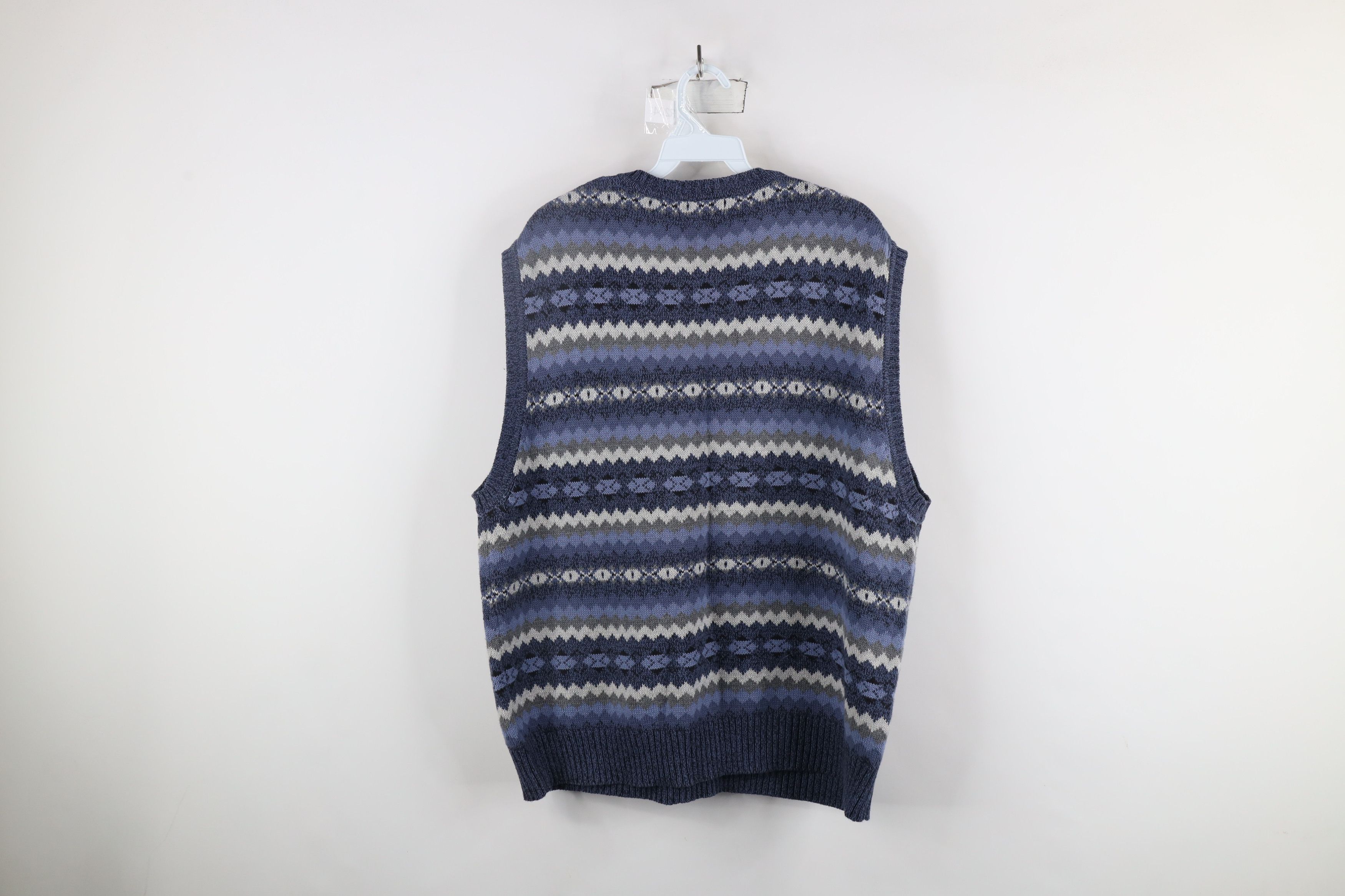 Vintage Vintage 90s Streetwear Cotton Knit V-Neck Sweater Vest Blue Size US XL / EU 56 / 4 - 5 Thumbnail