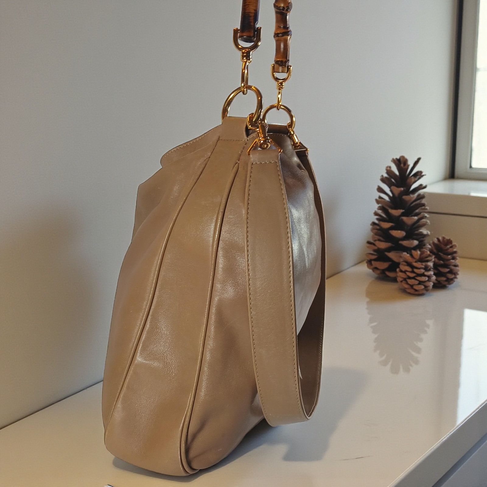 Gucci GUCCI Bamboo Shoulder/Hand Bag Leather Brown Gold Size ONE SIZE - 5 Thumbnail