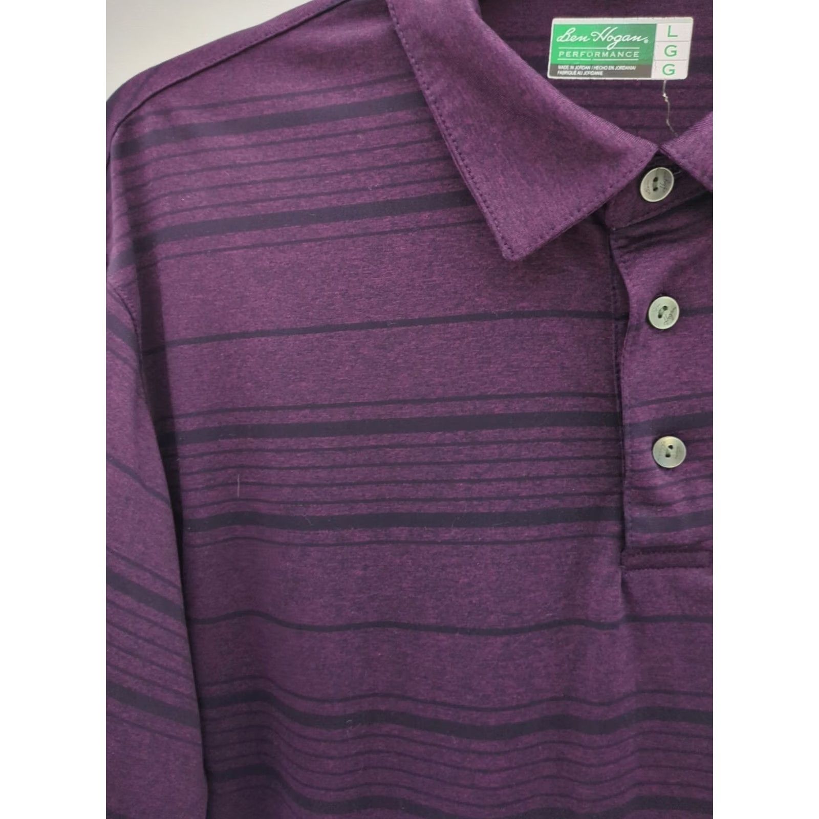 Hogan Ben Hogan Performance Polo Shirt Mens L Purple/Black Stripe Polo Shirt Size US L / EU 52-54 / 3 - 4 Thumbnail