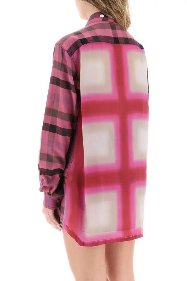 Rick Owens o1y0126 Checked Shirt in Mauve Size S / US 4 / IT 40 - 3 Thumbnail