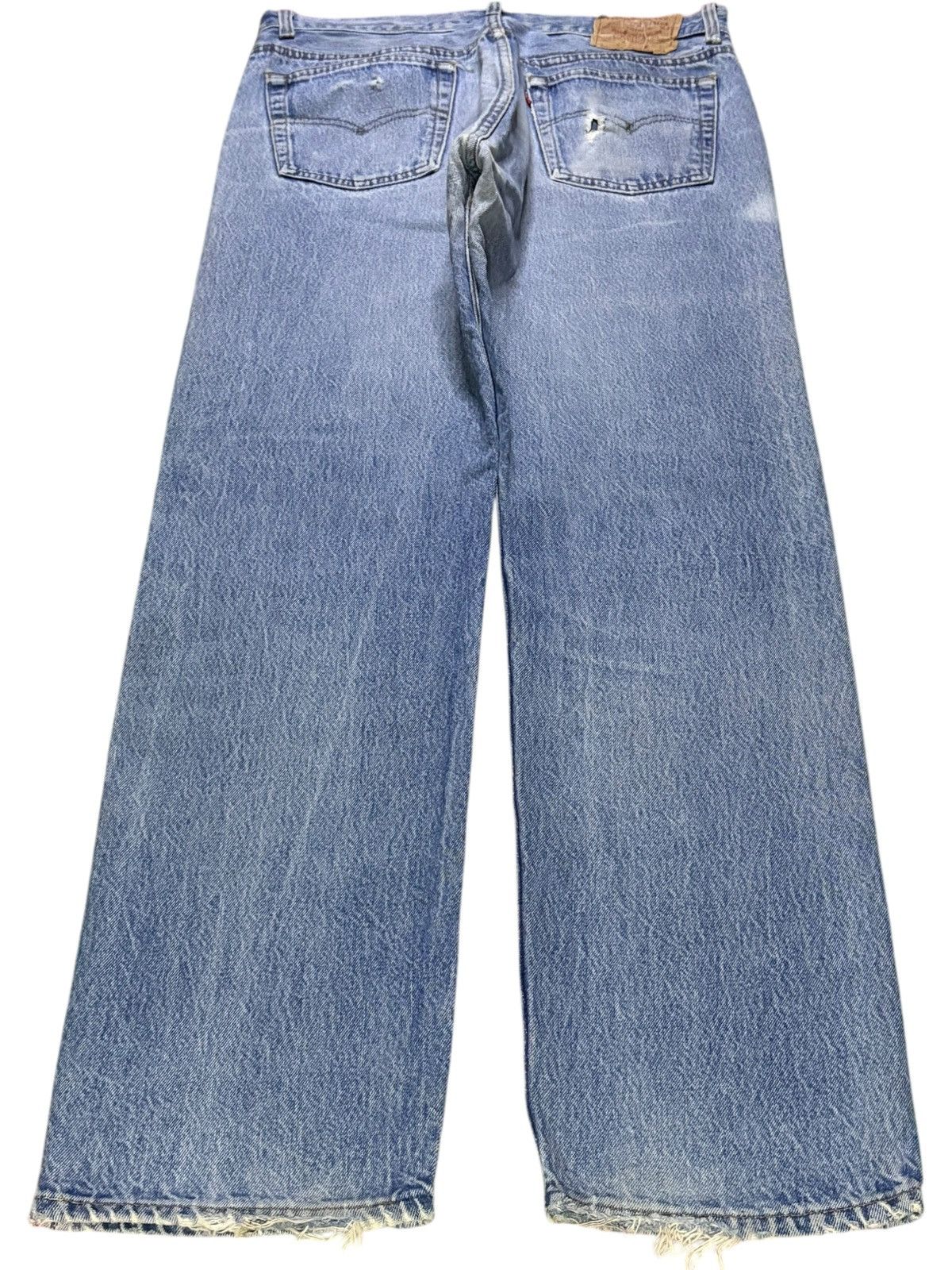 LVC × Levi's × Levi's Vintage Clothing Vintage 90s Levis Button S Mud Wash Distressed Rip Jeans Size US 33 - 2 Thumbnail