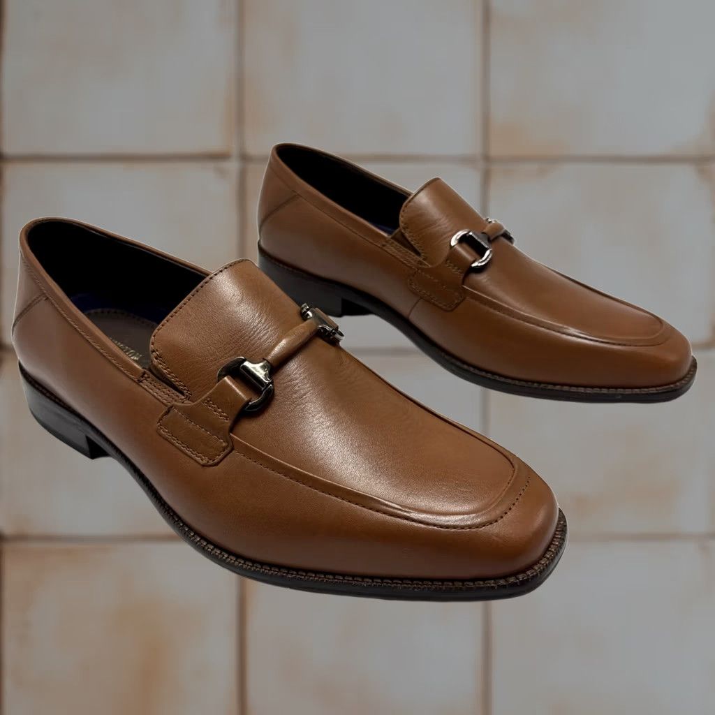 Johnston & Murphy Johnston & Murphy Archer Leather Bit Loafers Tan Mens Size 9 M Dress Slip On Leather Upper Loafers & Slip Ons Men Tan Archer Leather Loafers Mens 9 M Size US 9 / EU 42 - 1 Thumbnail