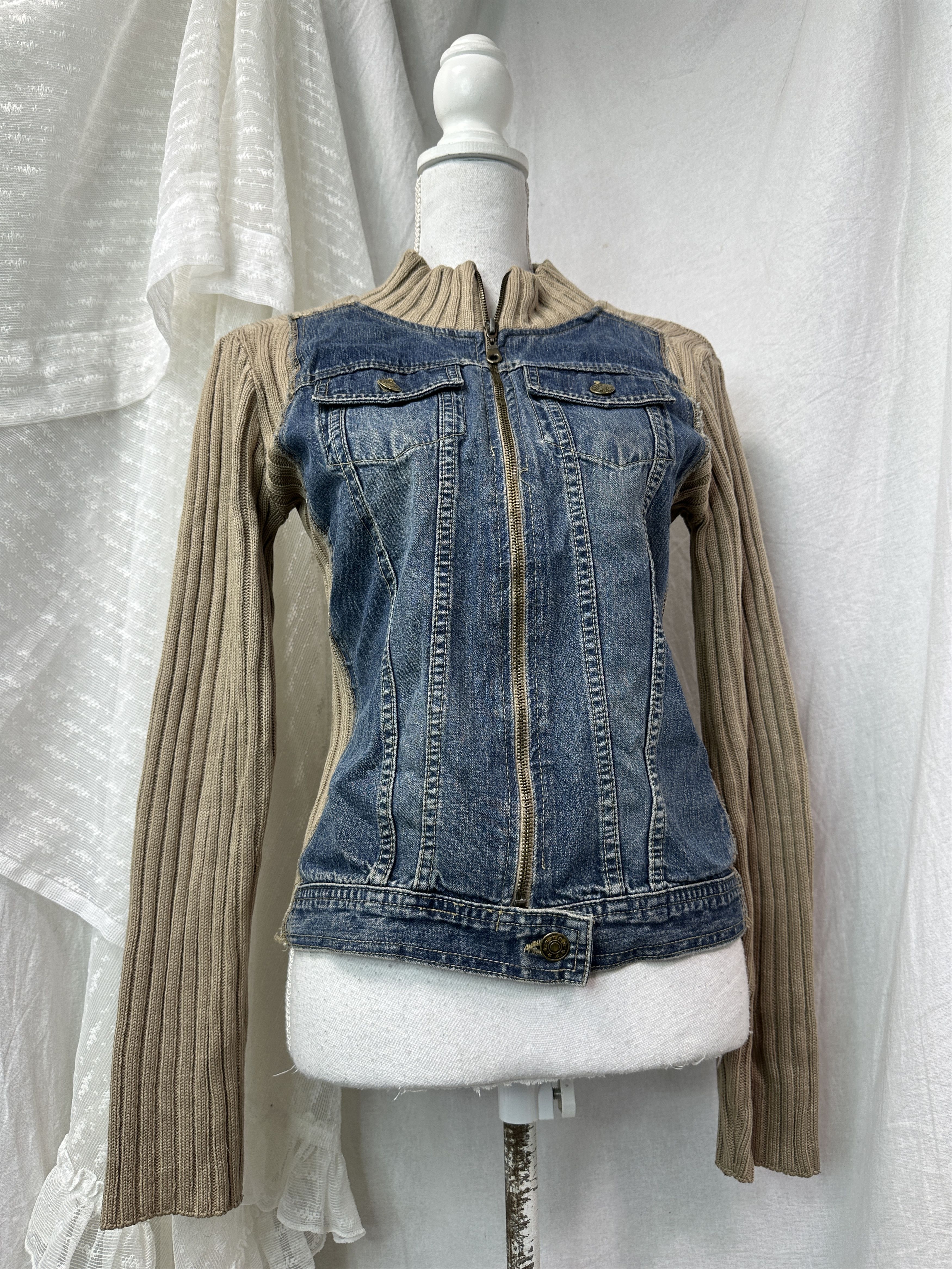 Vintage Vintage Avant Garde Hybrid Denim & Sweater Y2K Size M / US 6-8 / IT 42-44 - 1 Thumbnail