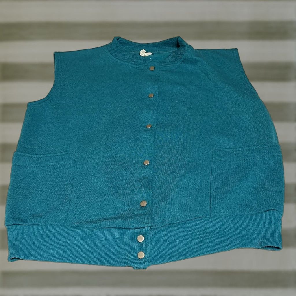 Vintage VINTAGE Handmade Sweater Vest Womens M Cotton Blend 80s Floral Green Knit Sleeveless Medium Girls Mens Size M / US 6-8 / IT 42-44 - 1 Thumbnail