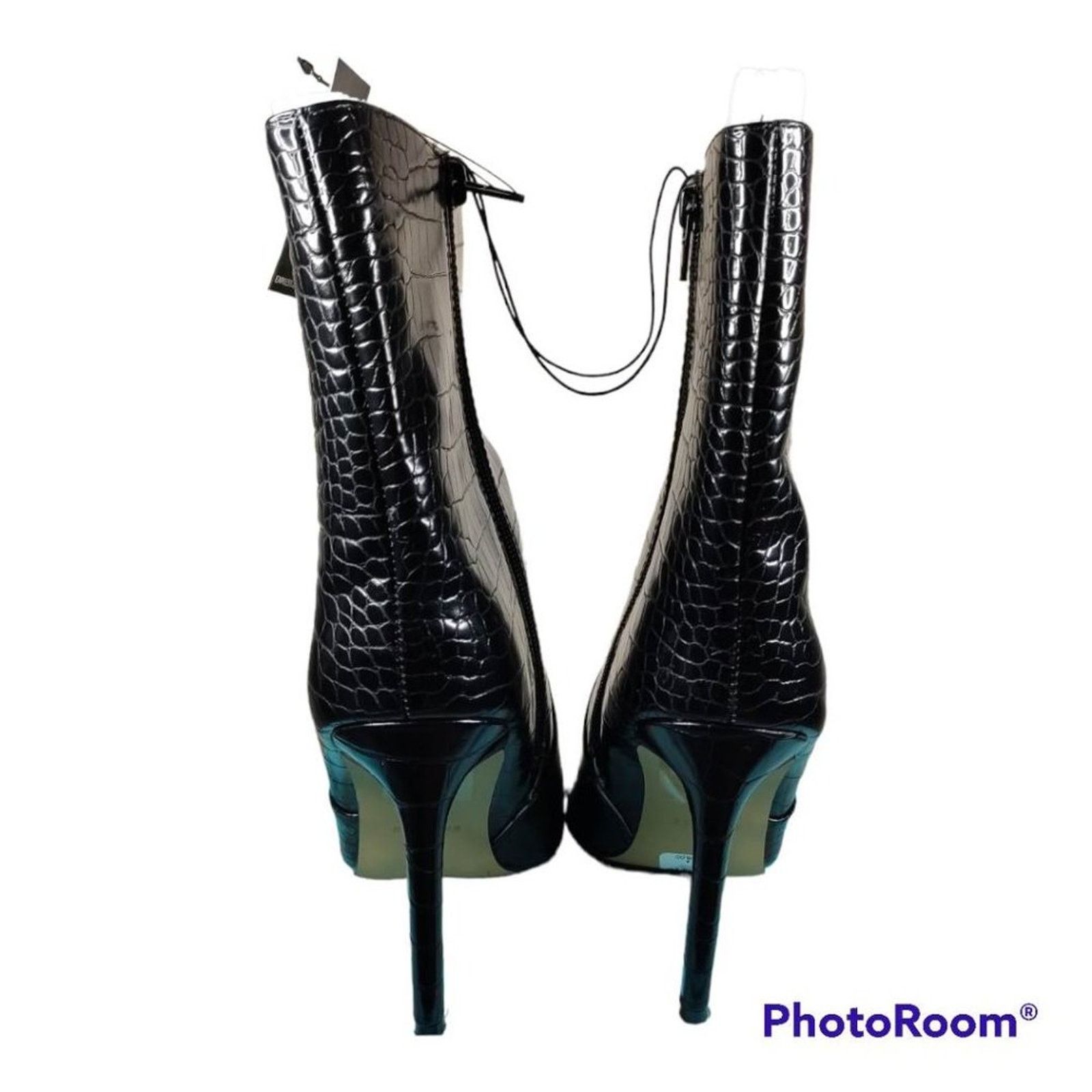 Express Express Faux Leather Croc Thin Heel Boots size 9 Size US 9 / IT 39 - 5 Thumbnail