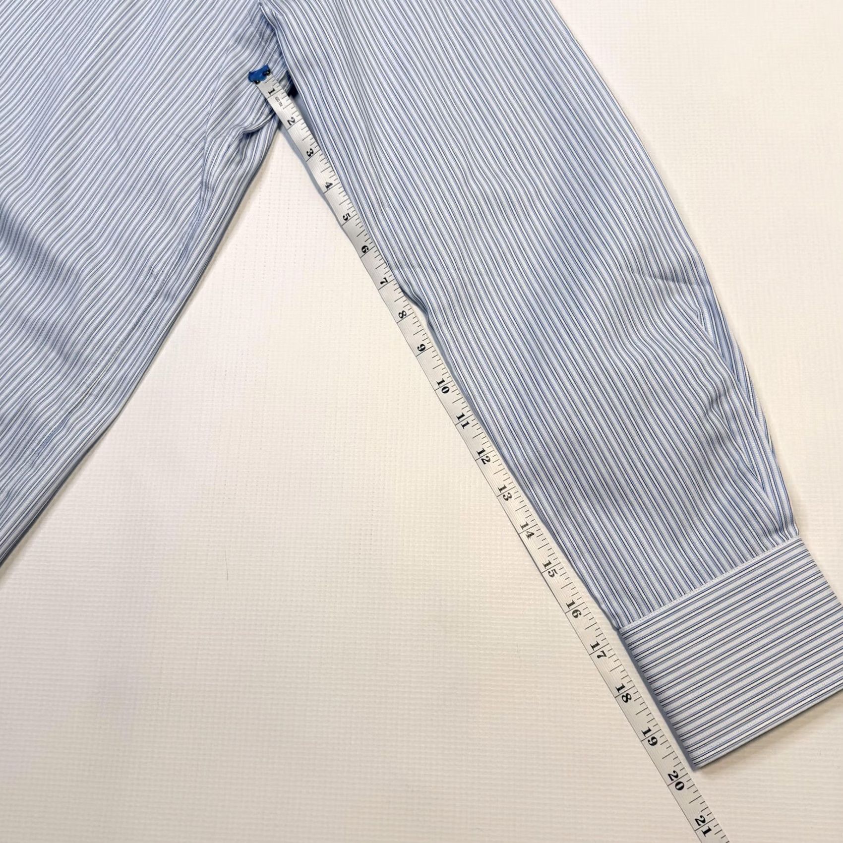 Missoni Missoni Dress Shirt Mens 16.5 Blue Stripe 100% Cotton Button Front Long Sleeve Shirt Size 46R - 7 Thumbnail