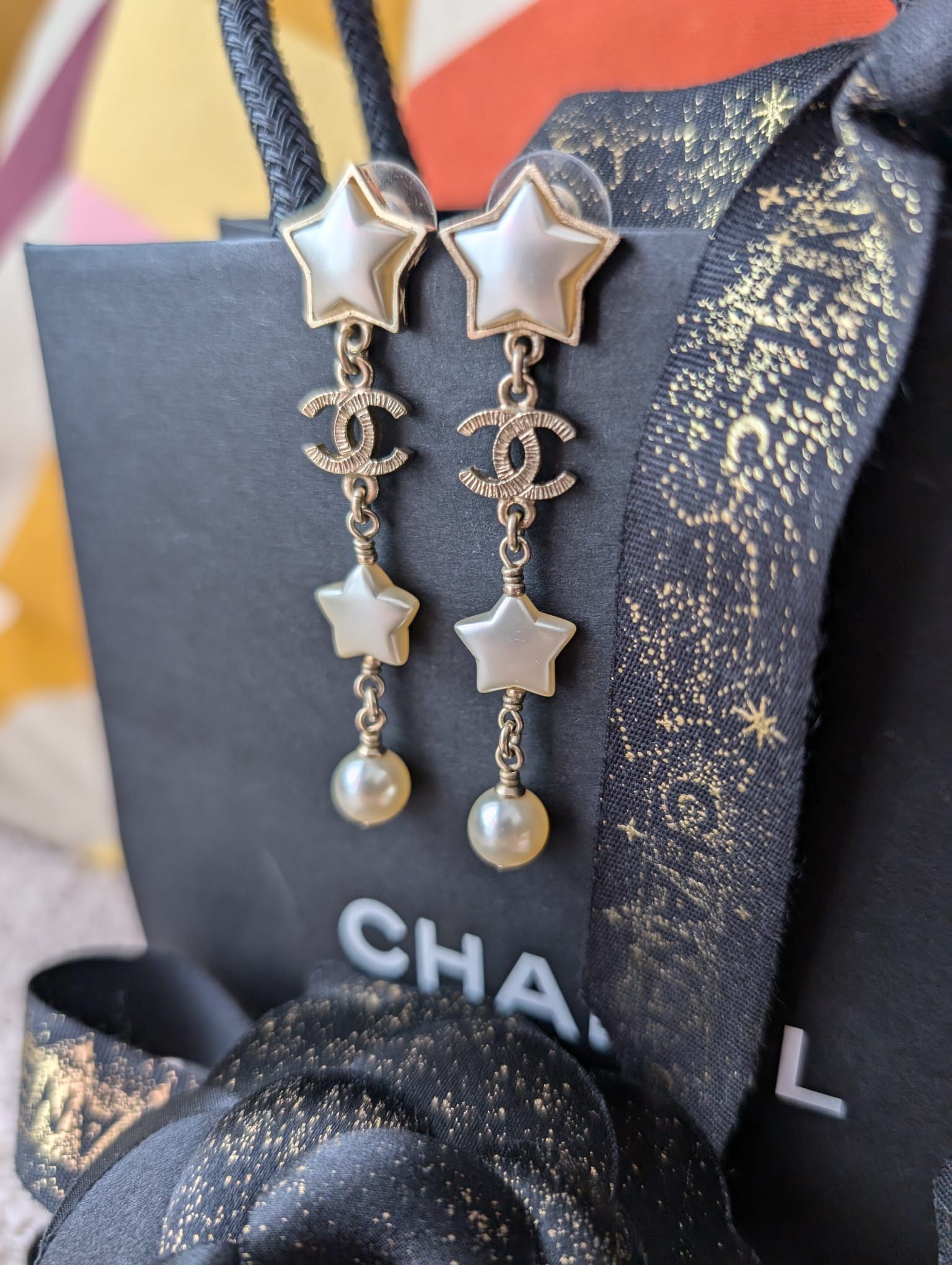 Chanel Chanel CC A17B GHW Pearl Star Long Logo Earrings box Size ONE SIZE - 15 Thumbnail