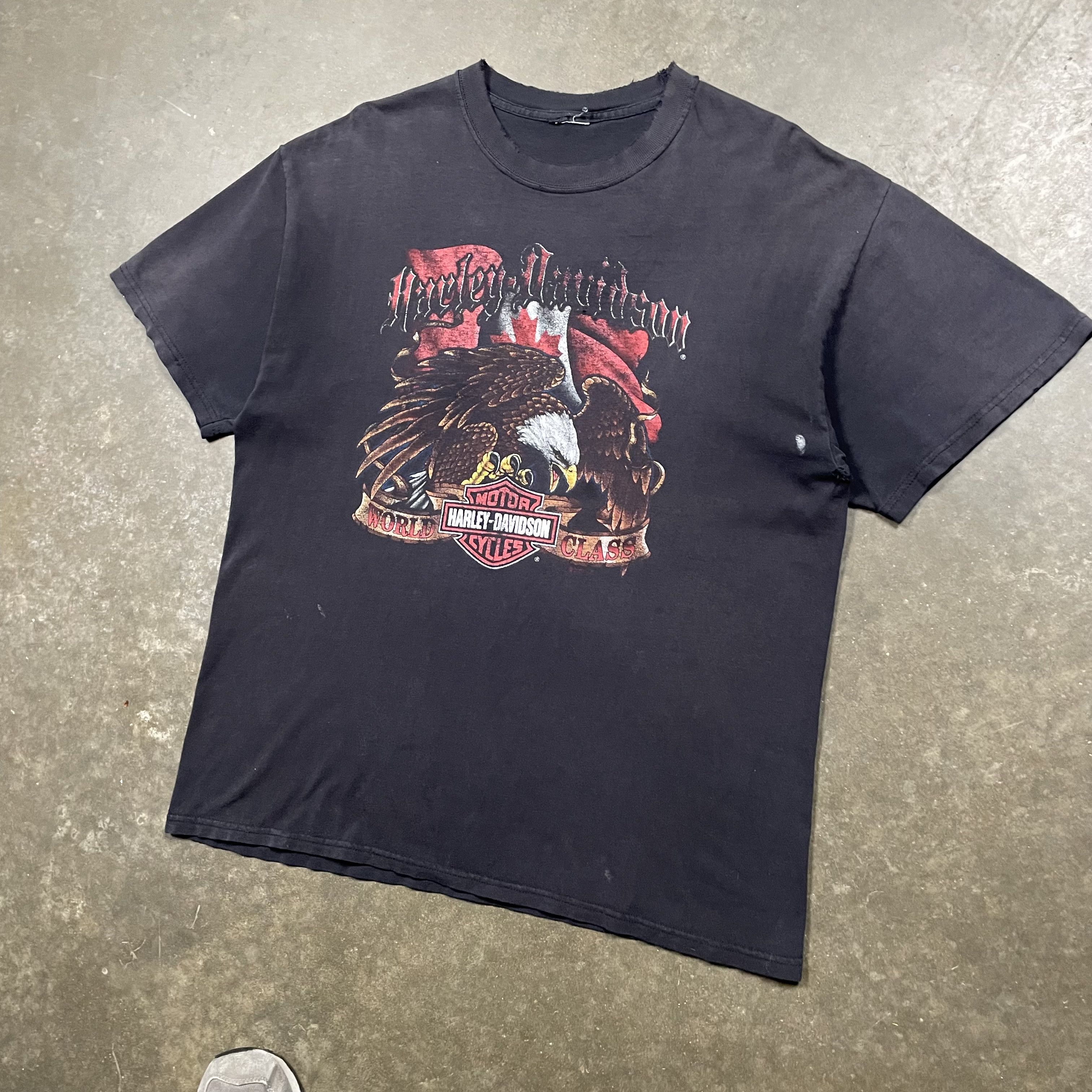 Harley Davidson × Vintage Vintage Faded Harley Davidson Canada Tshirt Biker Grunge Y2K Size US L / EU 52-54 / 3 - 2 Thumbnail