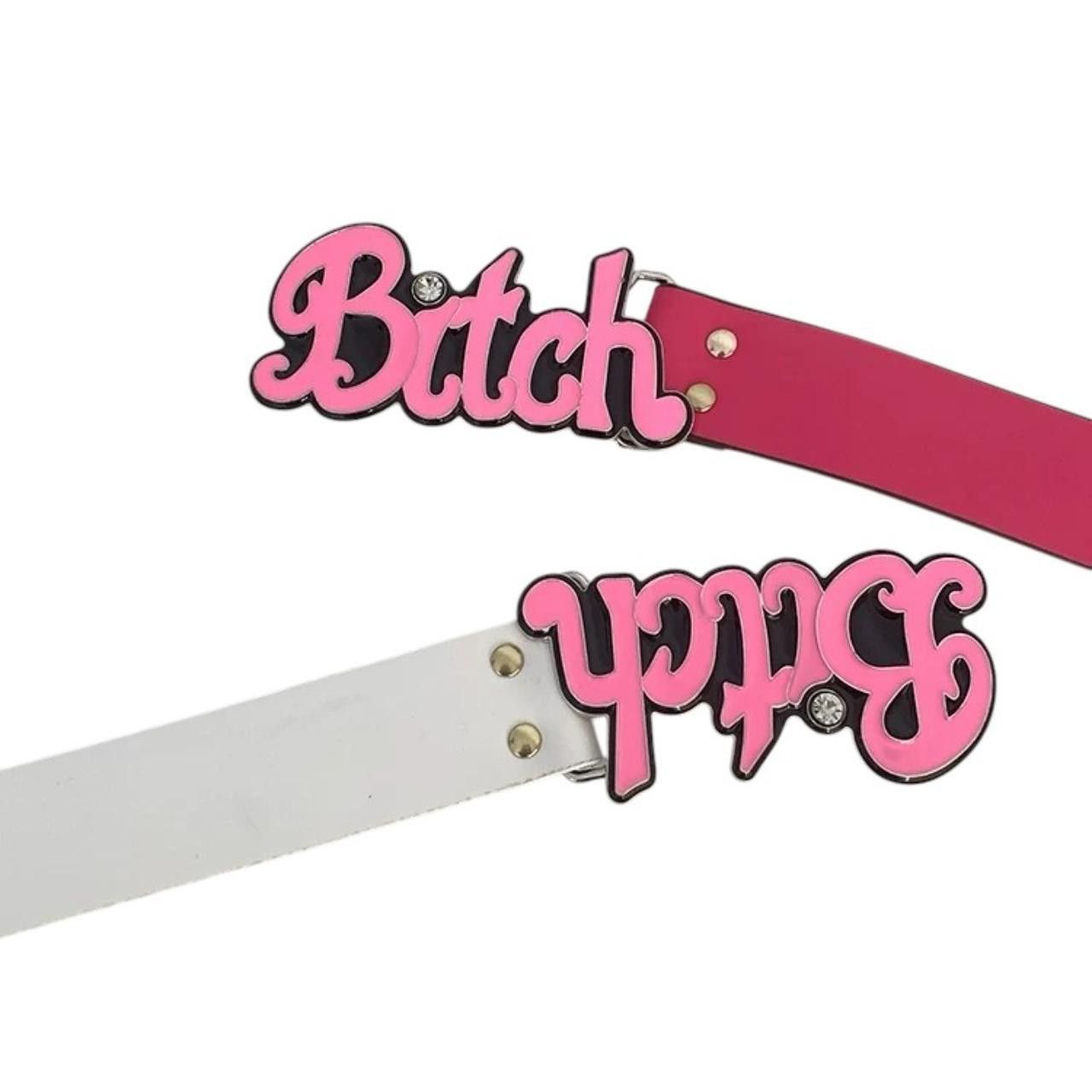 Japanese Brand Y2K Bitch Buckle Pink Belt OS Size ONE SIZE - 7 Thumbnail