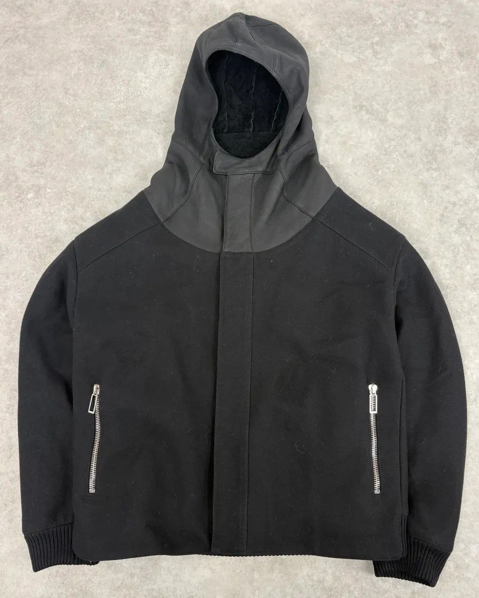 Dior 2010s Dior Black Wool & Leather Hooded Cozy Jacket by Kris Van Assche Size US M / EU 48-50 / 2 - 1 Thumbnail