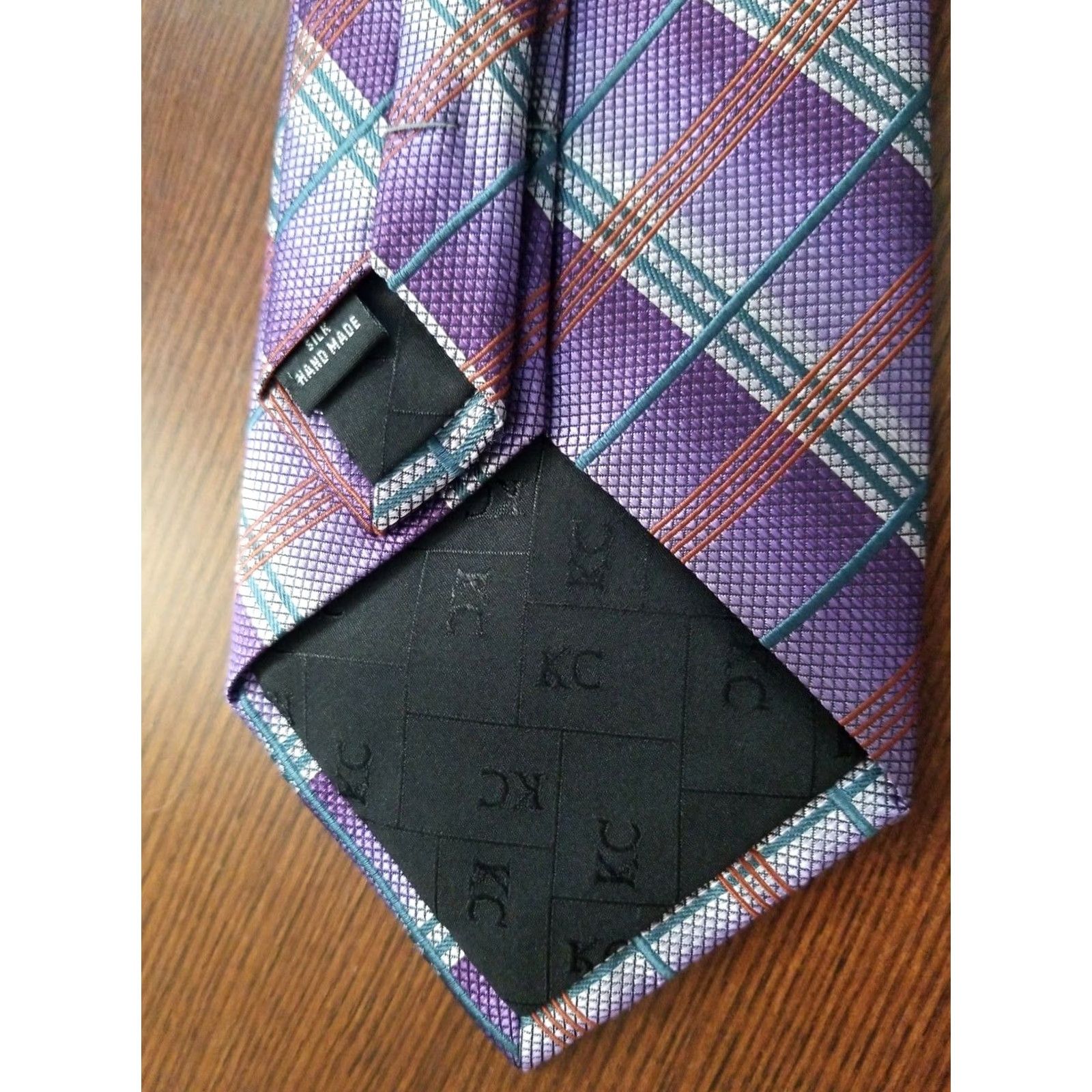 Kenneth Cole Kenneth Cole New York Men's 100% Silk Striped Neck Tie Purple Wide Classic 57-60in Tie Mens Size ONE SIZE - 4 Thumbnail