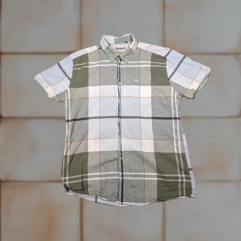 Barbour Barbour Shirt Mens Large Green Plaid Short Sleeve Button Down Linen Blend Size US L / EU 52-54 / 3 - 1 Thumbnail