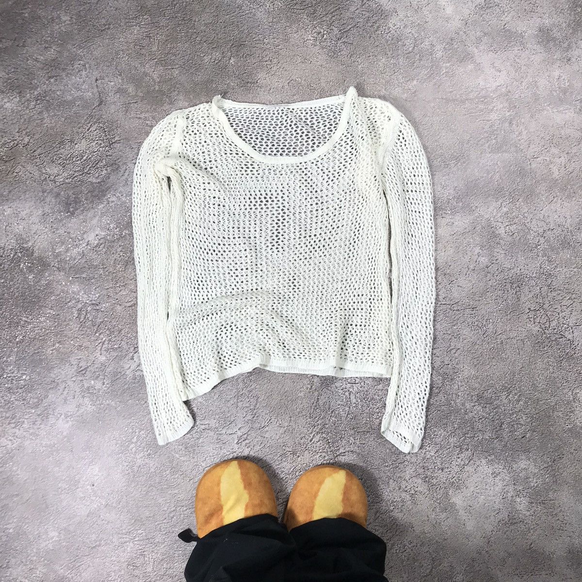 Vintage Vintage Y2K Oversized Mesh Longsleeve Cream Grunge Faded M Size M / US 6-8 / IT 42-44 - 1 Thumbnail